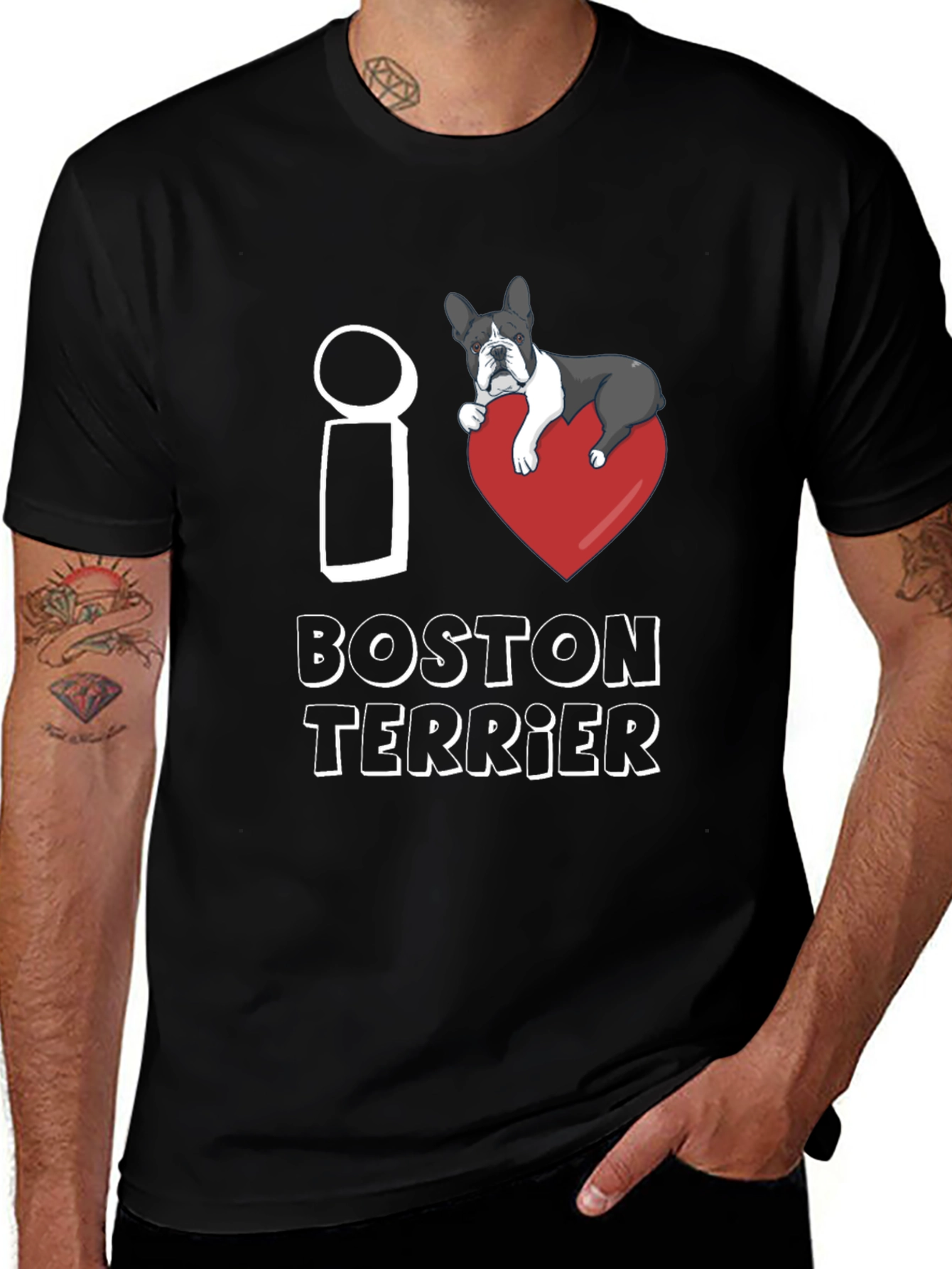 I Love Boston Terrier T-Shirt Dog Lover Gift