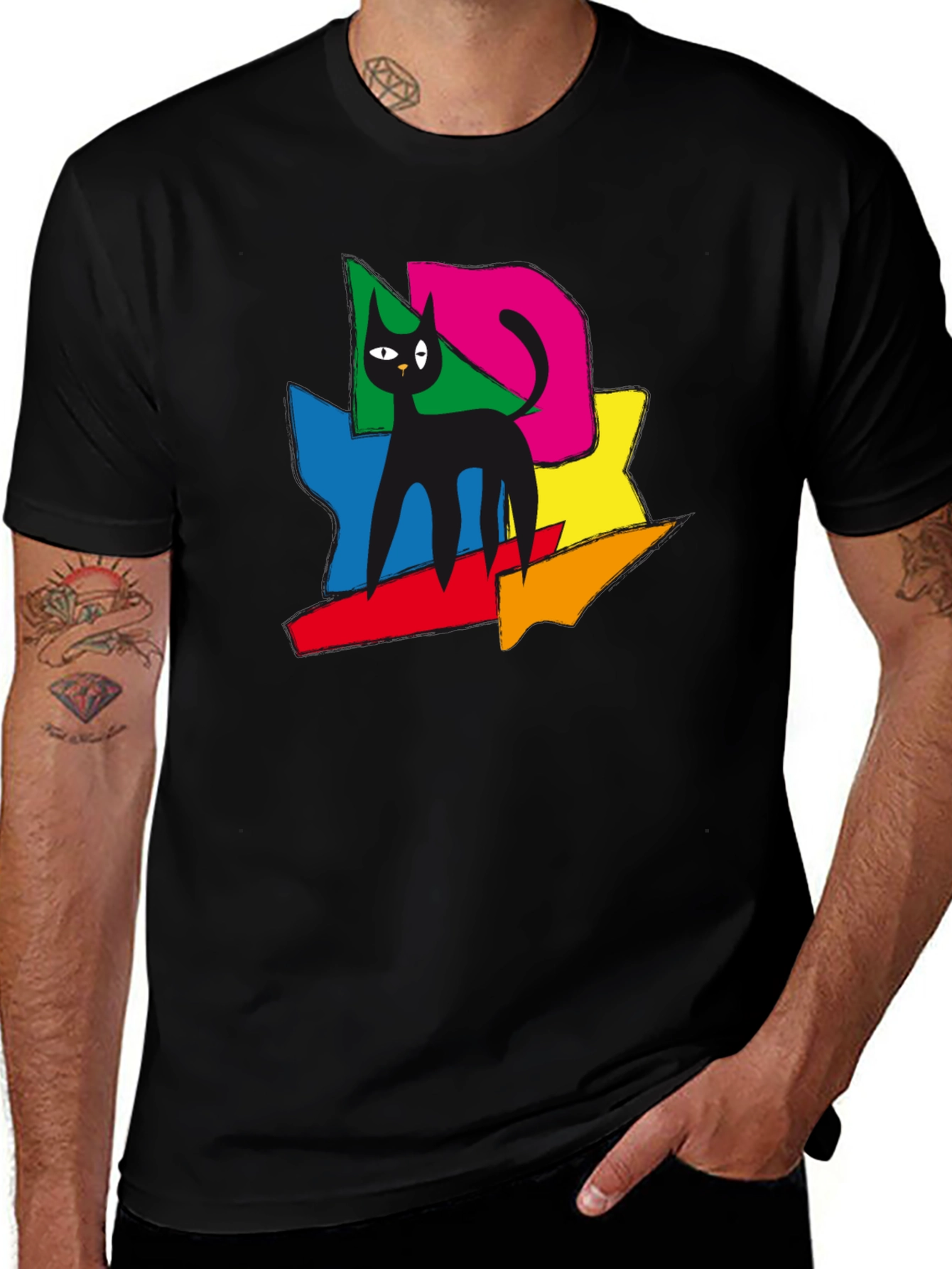 Variant 8 of Abstract Cat Art T-Shirt - Modern Graphic Tee