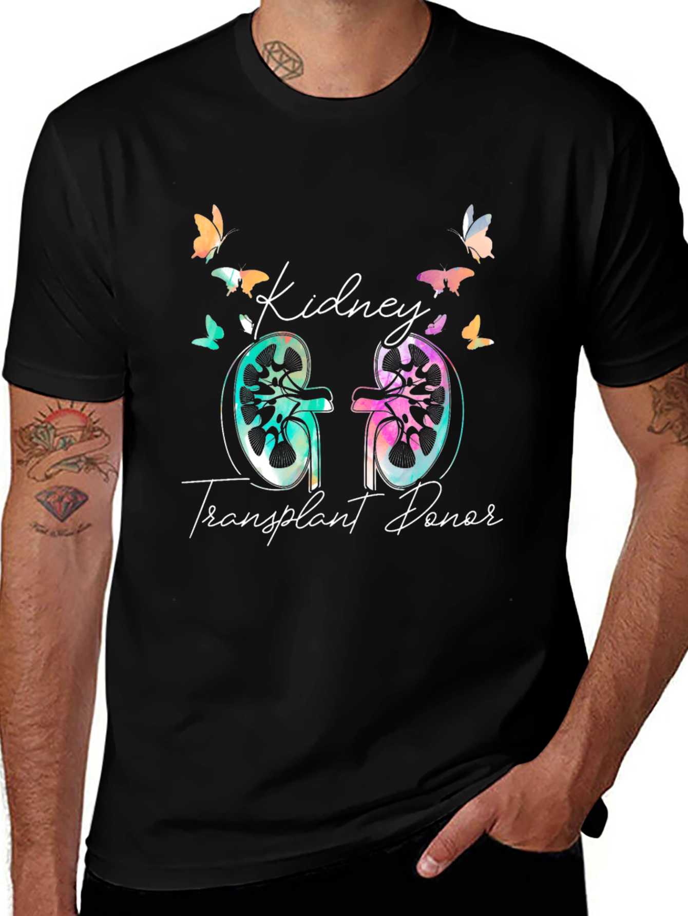 Black Kidney Transplant Donor T-Shirt Butterfly Design main image