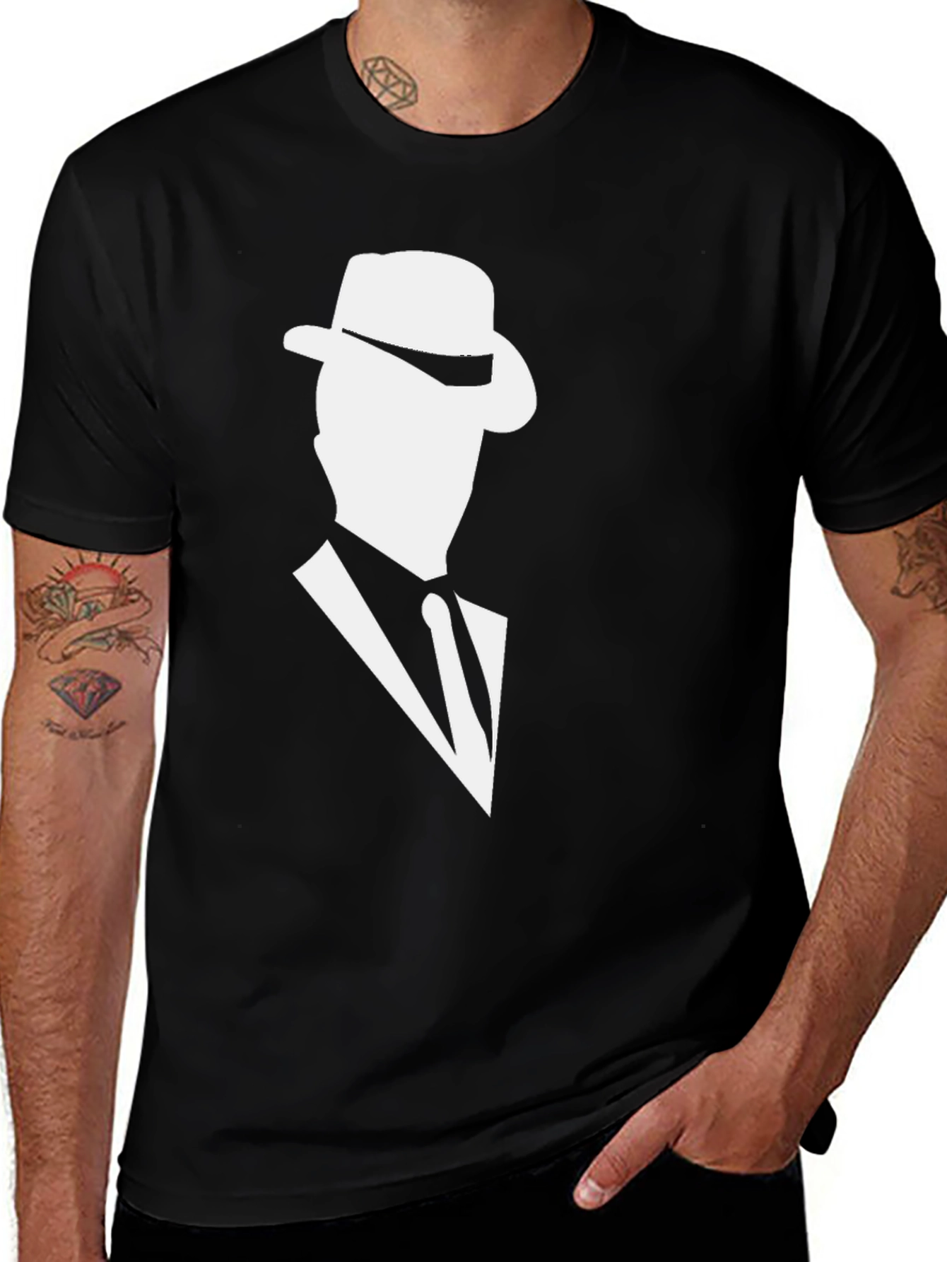 Variant 26 of Men's Black T-Shirt with Silhouette Design