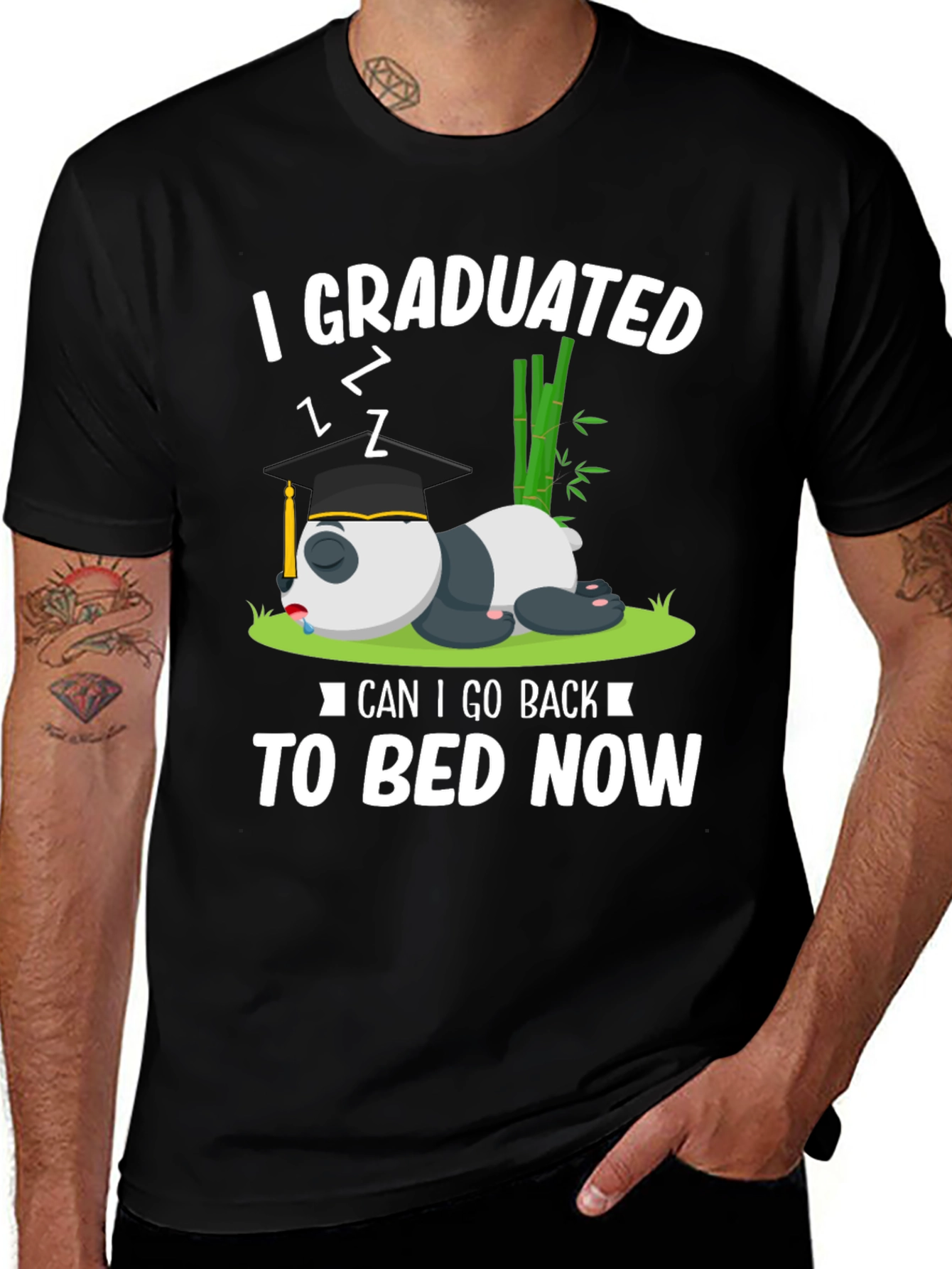 Variant 16 of Graduated Panda T-Shirt: Can I Go Back To Bed Now