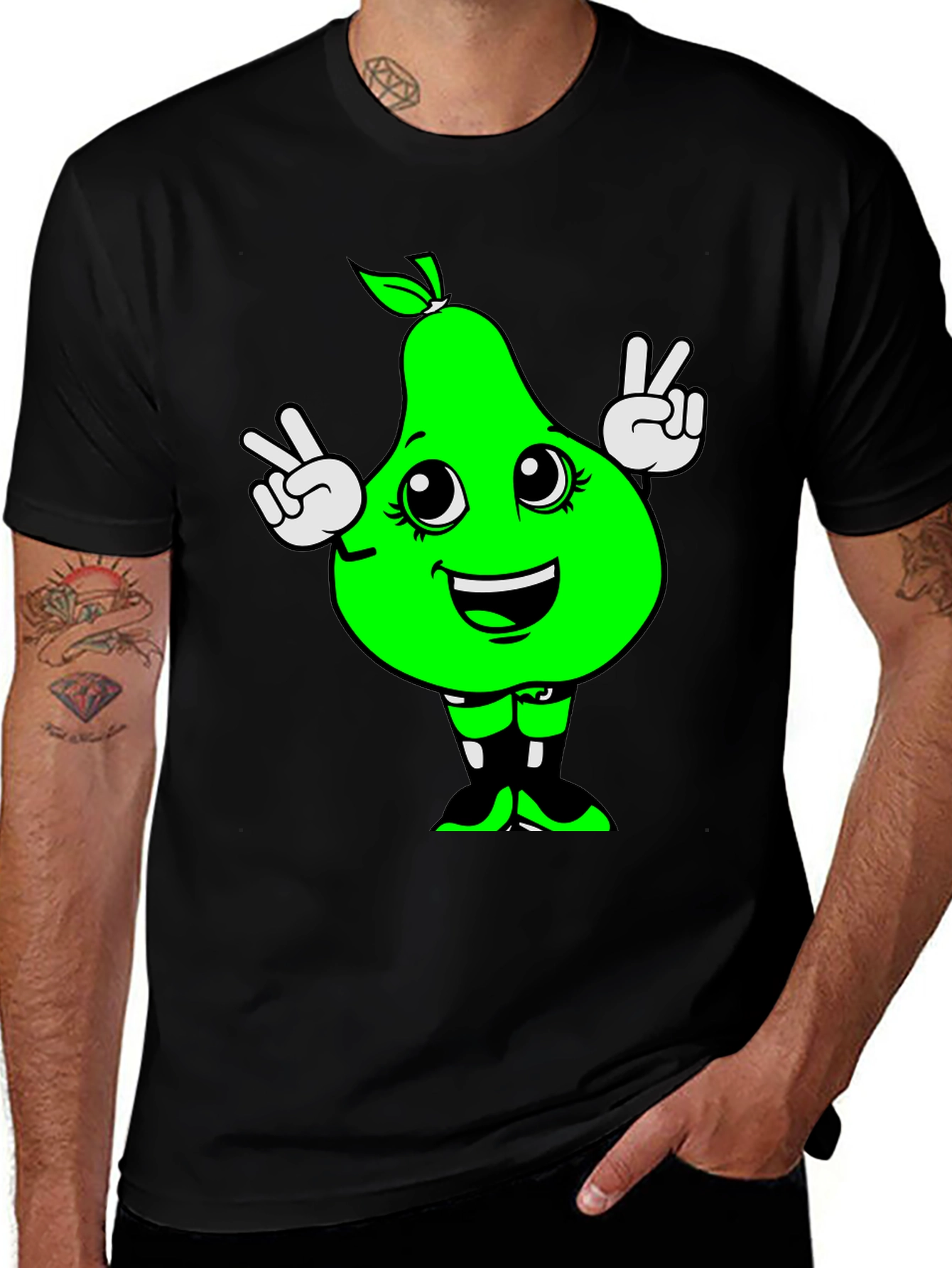 Funny Pear Peace Sign Graphic Tee