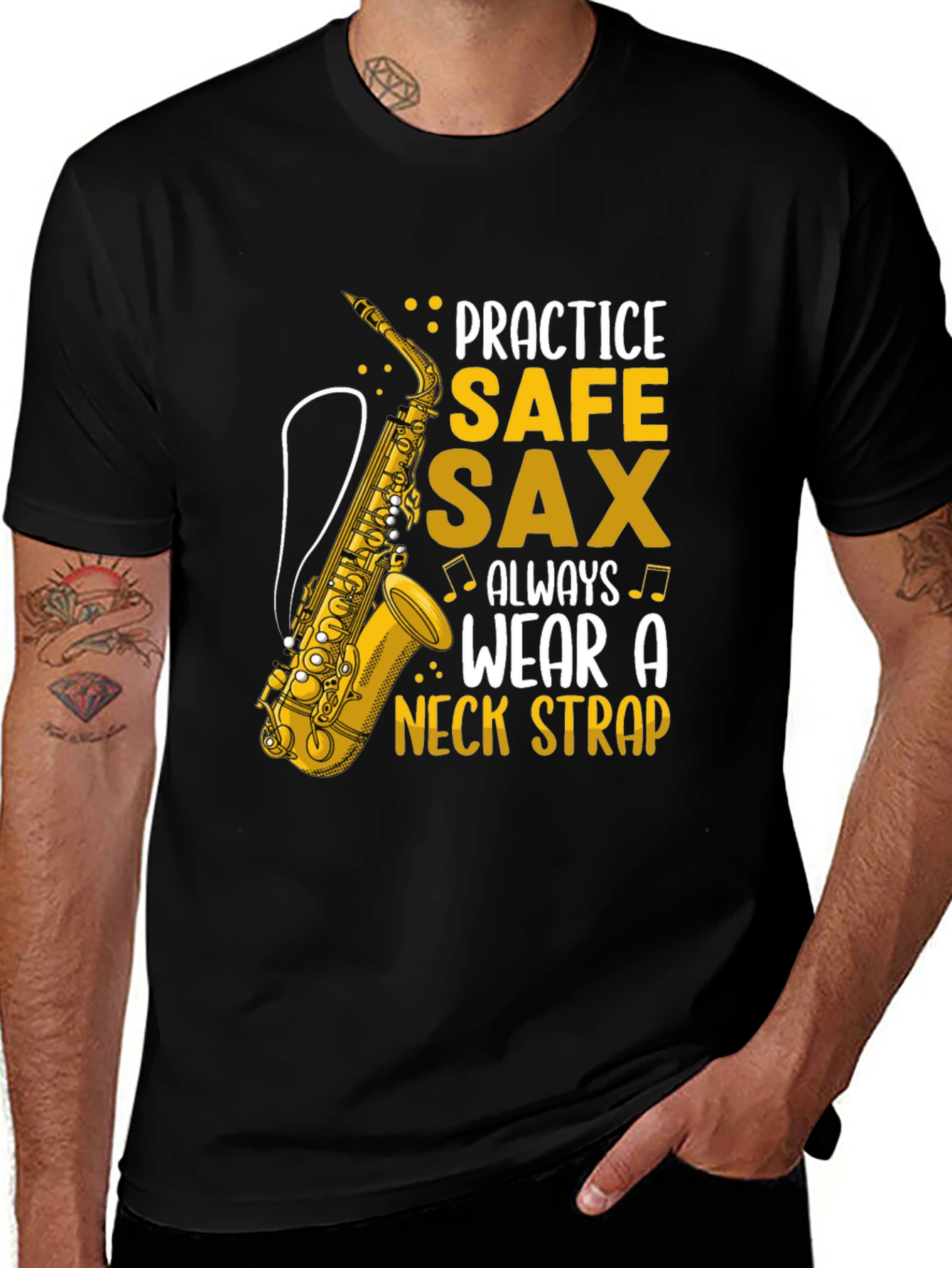 Variant 16 of Practice Safe Sax T-Shirt - Musician's Humor Tee