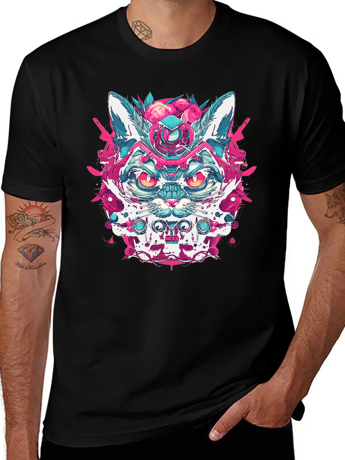Variant 18 of Cyberpunk Cat T-Shirt - Cool Graphic Tee