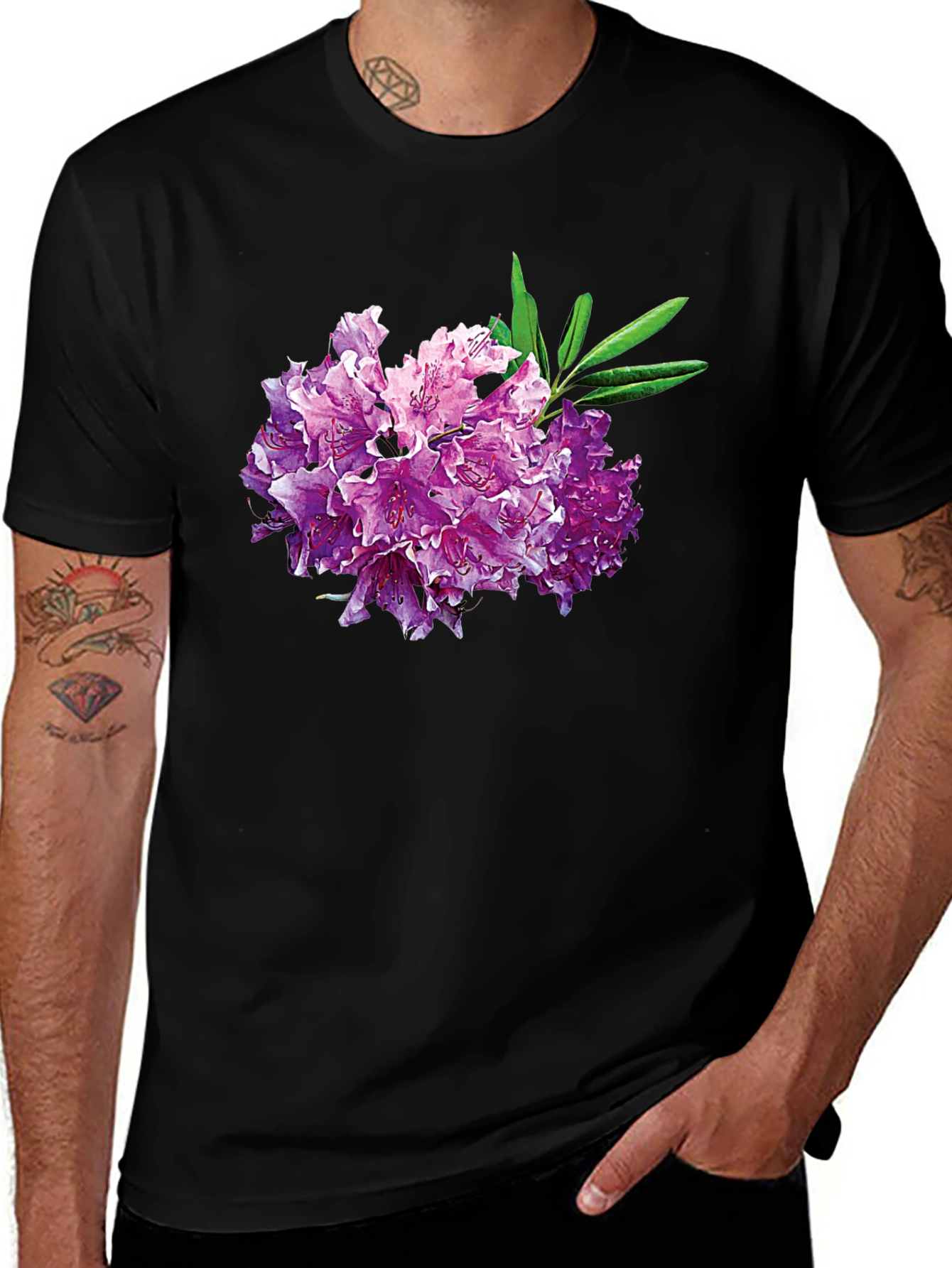 Variant 9 of Floral Print Black T-Shirt