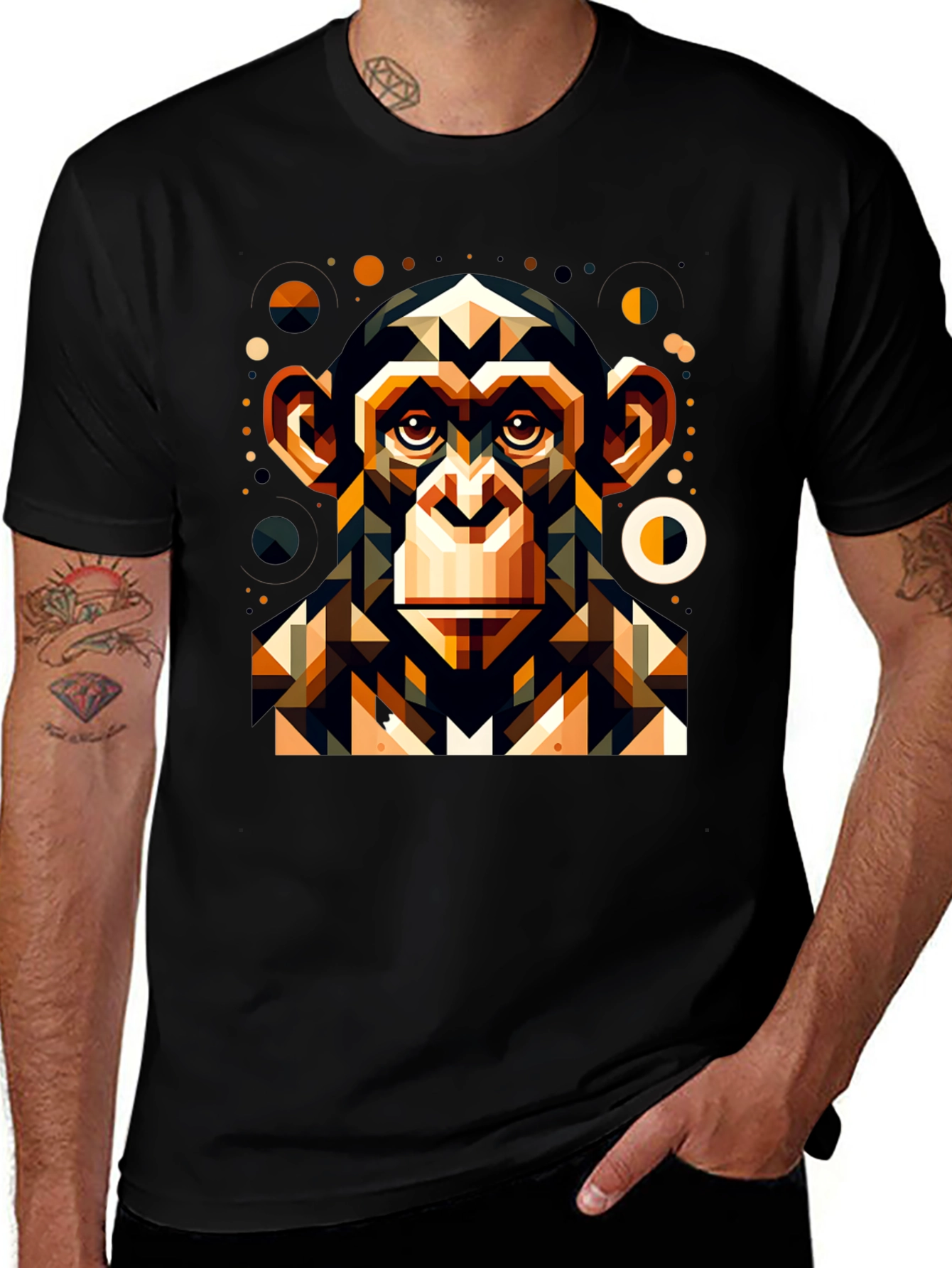 Variant 15 of Geometric Monkey Graphic Tee - Modern Art Shirt