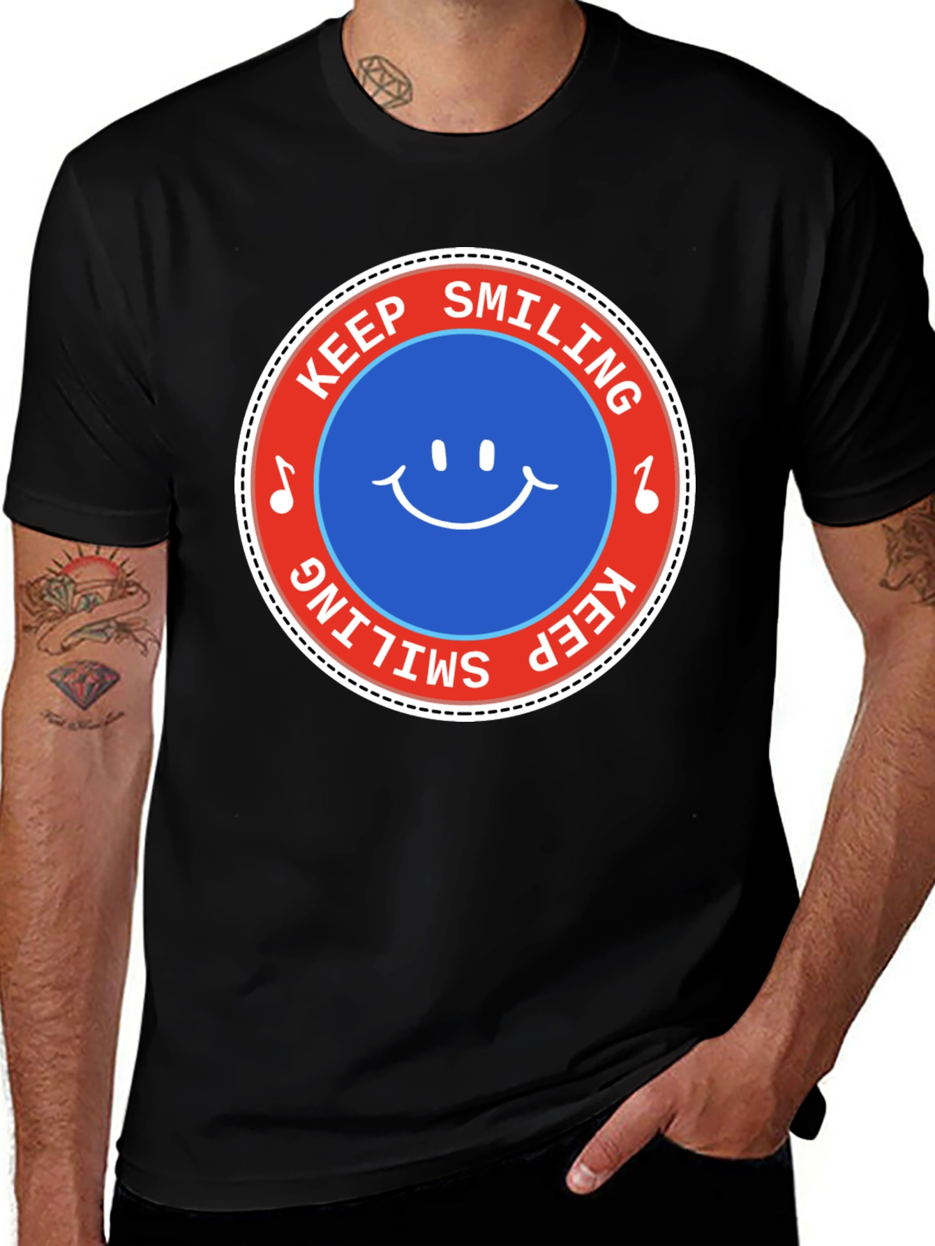 Keep Smiling Graphic T-Shirt - Black
