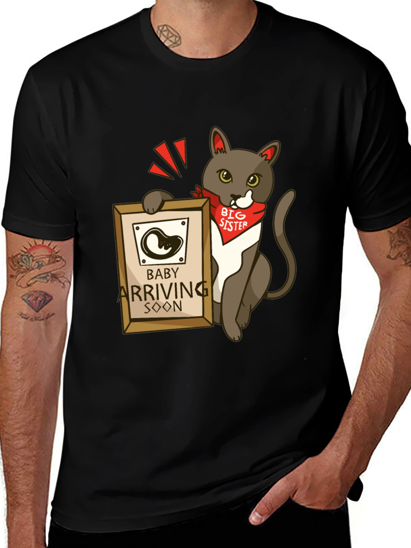 Big Sister Cat T-Shirt - Baby Announcement Tee
