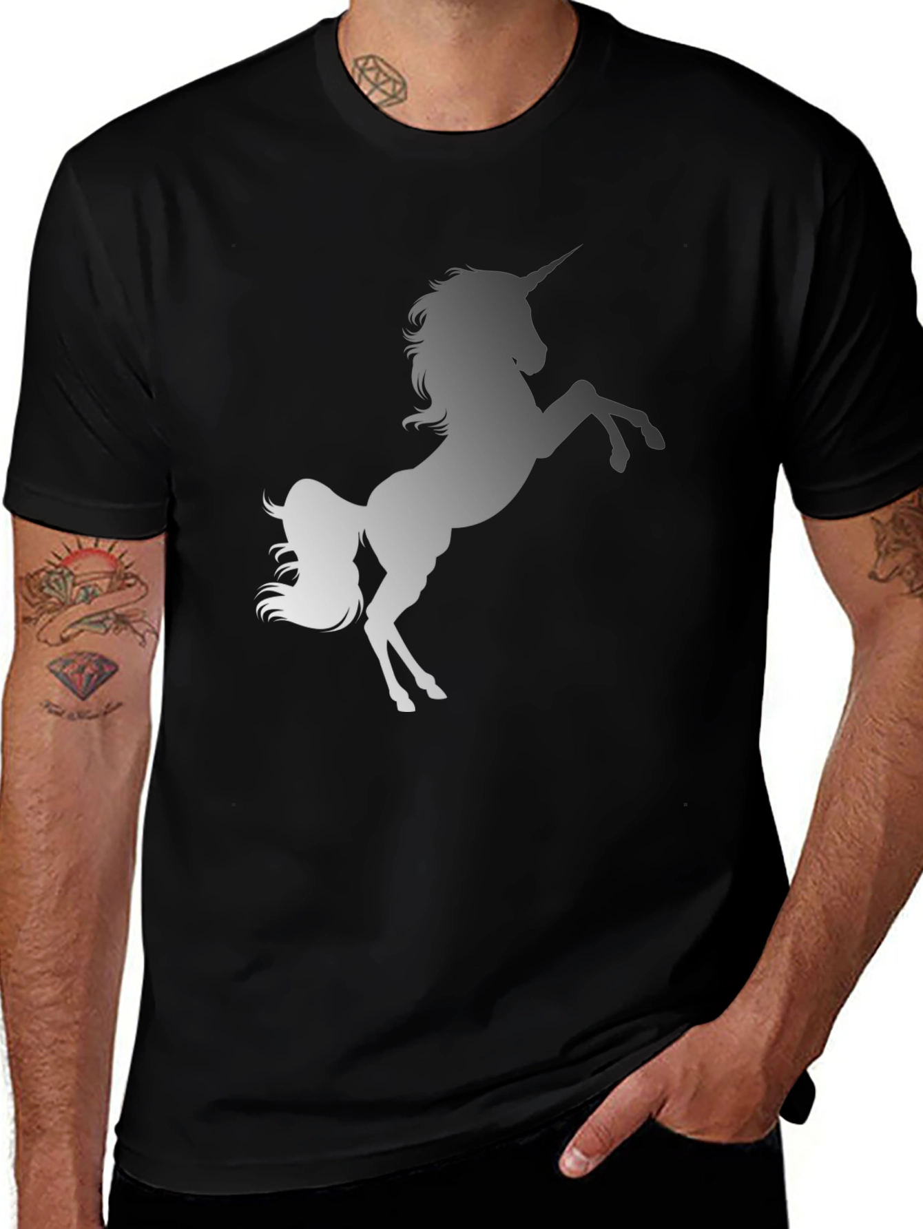Variant 28 of Unicorn Graphic Tee - Black Cotton Shirt