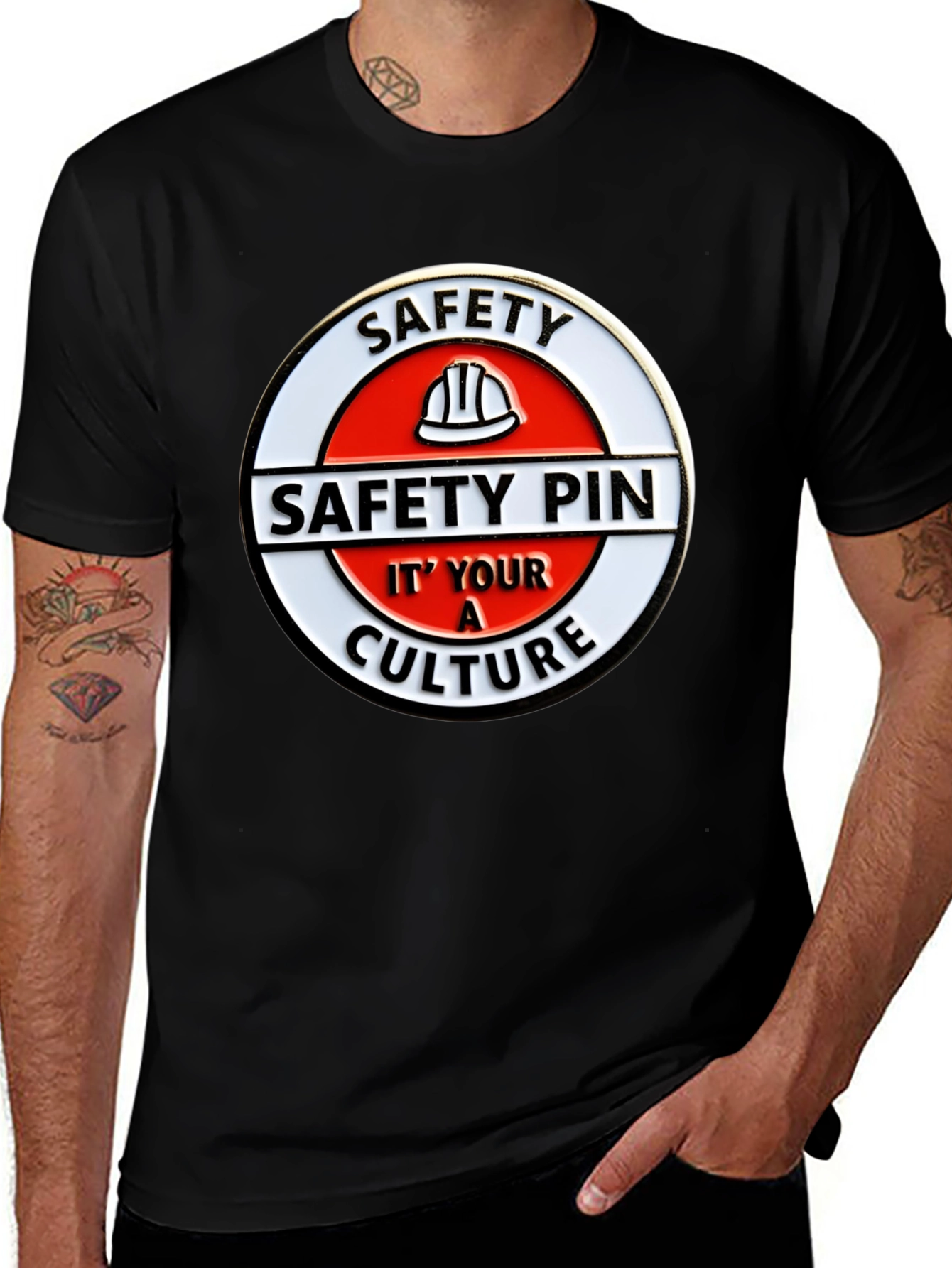 Safety Pin Culture Graphic Tee - Black