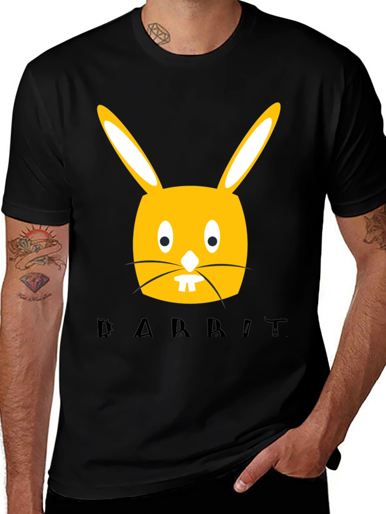 Variant 26 of Black T-Shirt with Yellow Rabbit Graphic