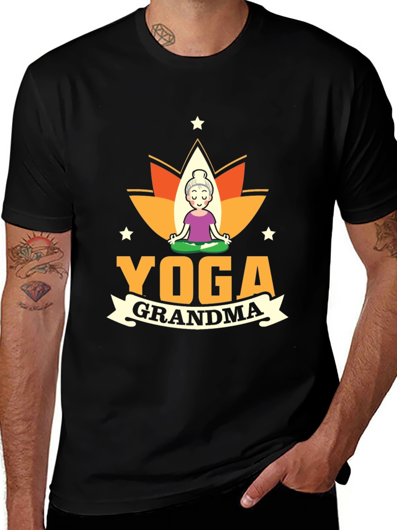 Variant 8 of Yoga Grandma Black T-Shirt
