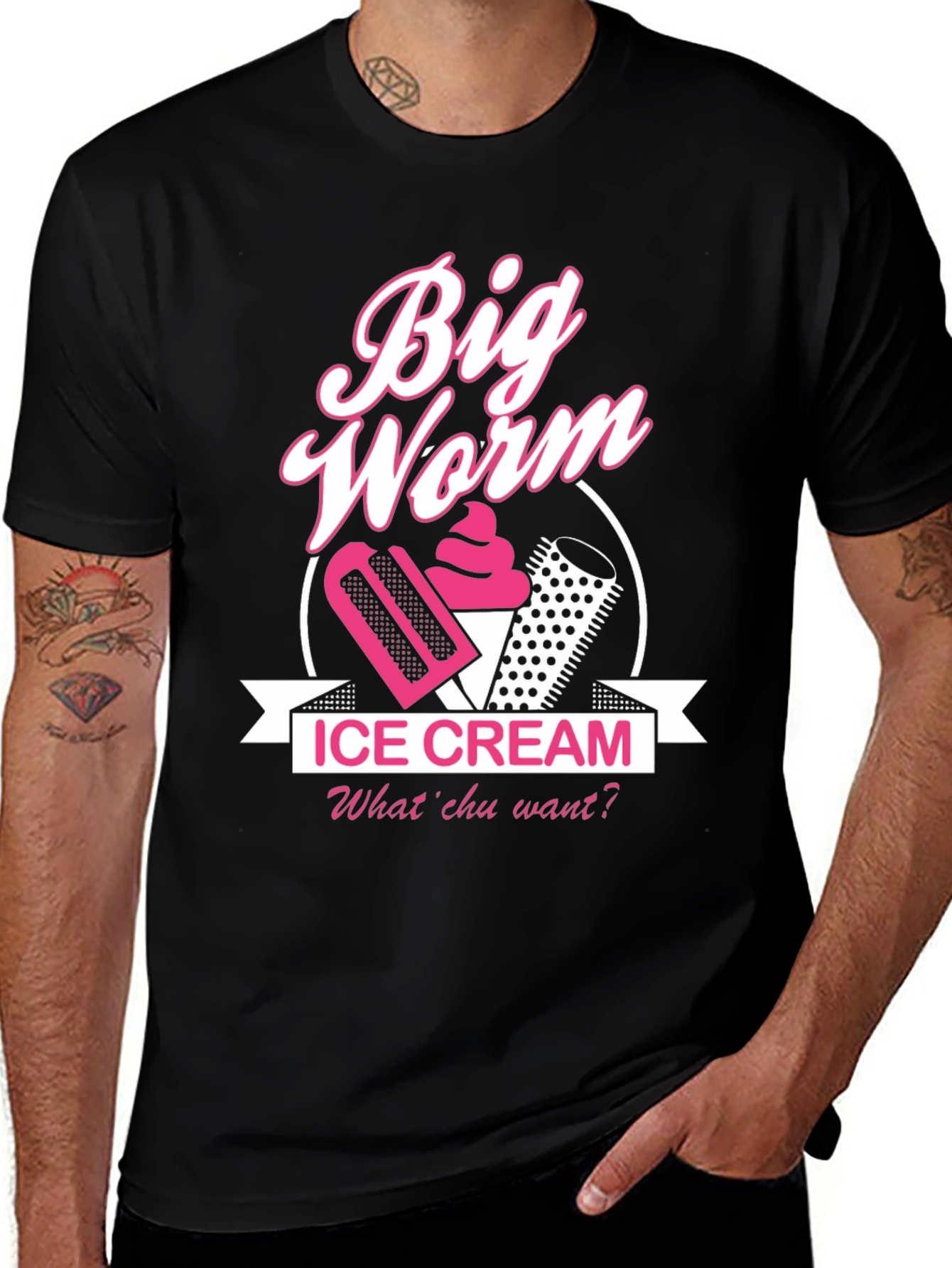 Big Worm Ice Cream Black T-Shirt