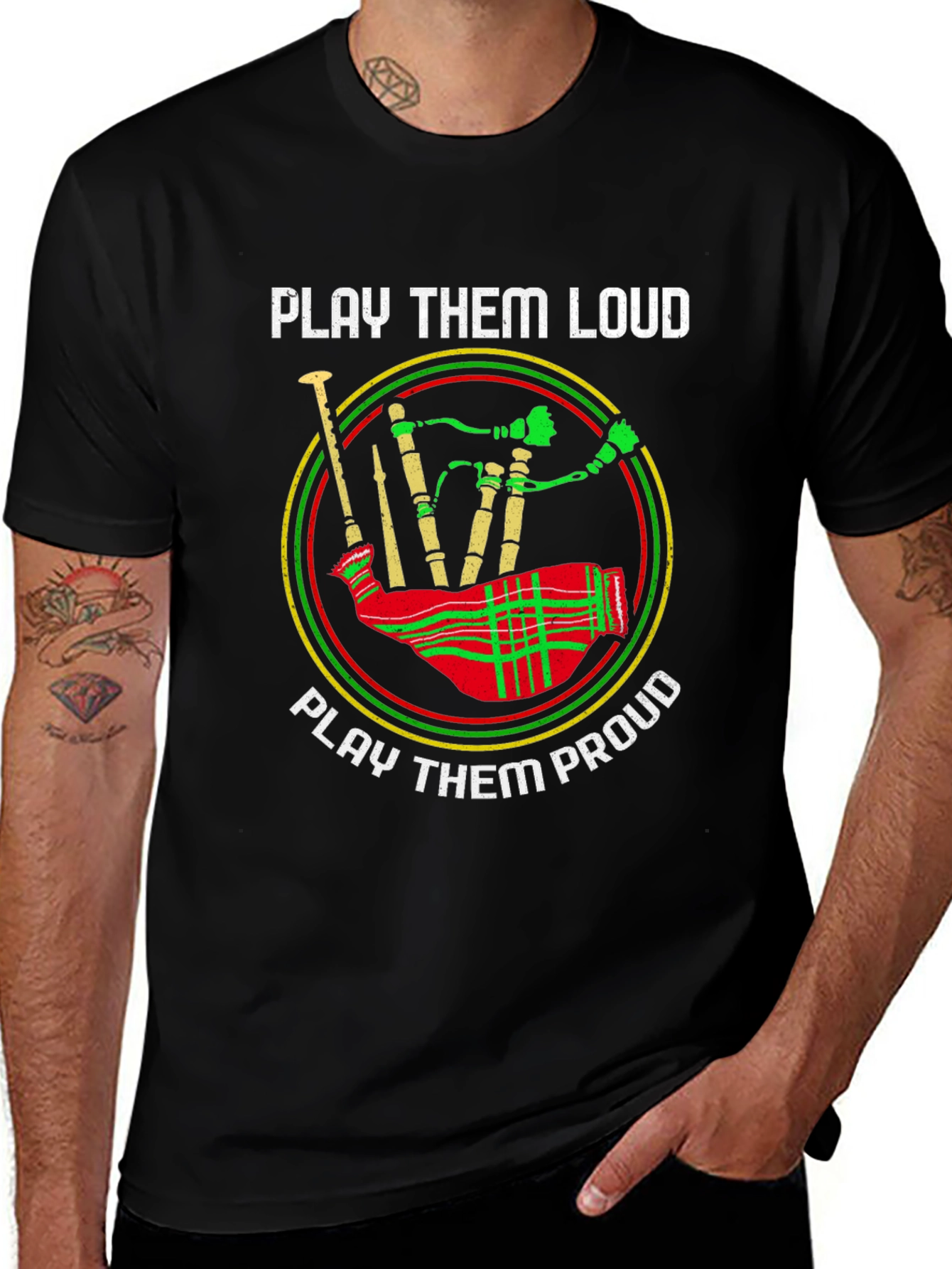 Play Them Loud Proud Bagpipes T-Shirt