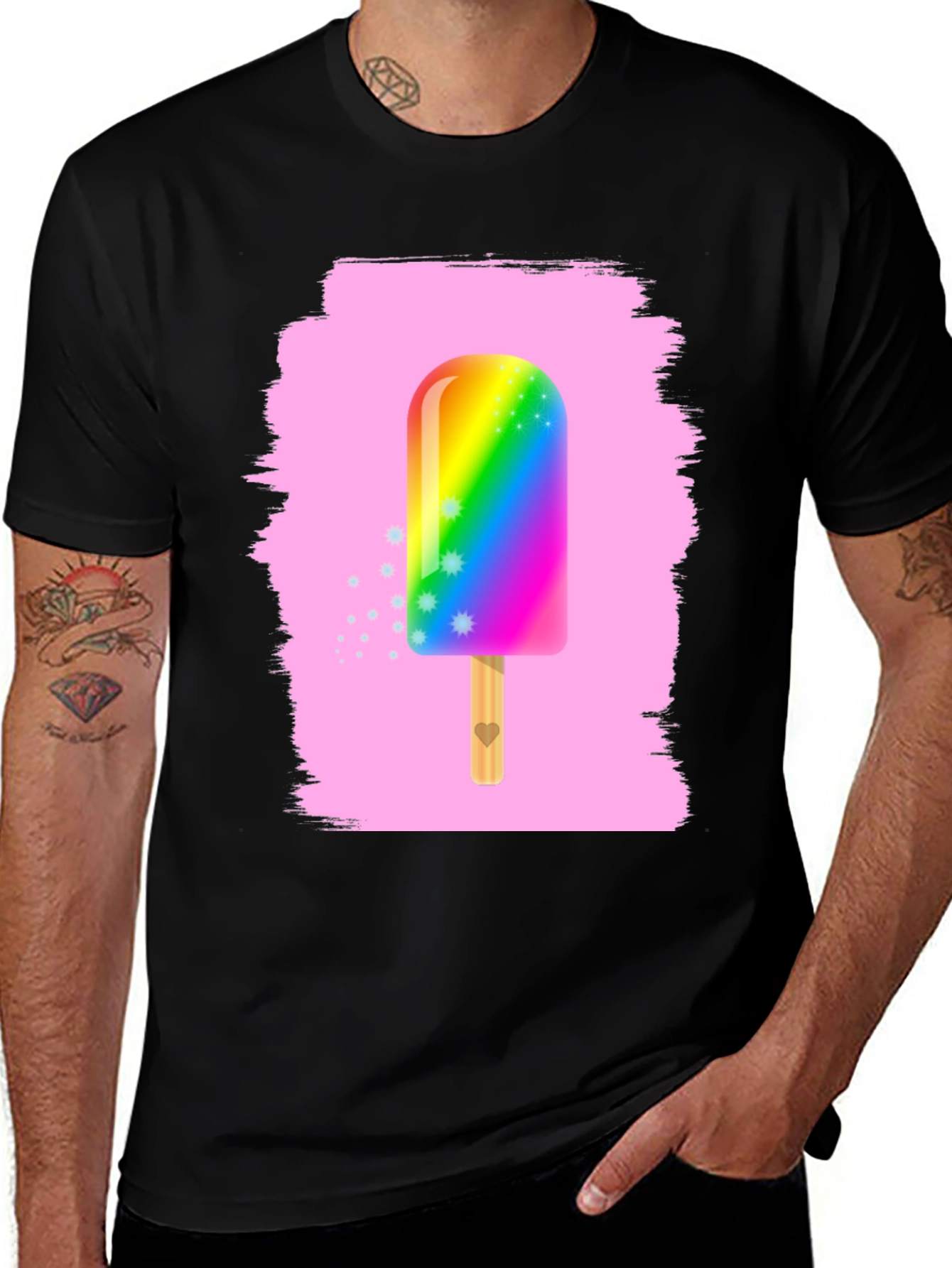 Variant 14 of Rainbow Popsicle Graphic Tee - Fun Summer Shirt