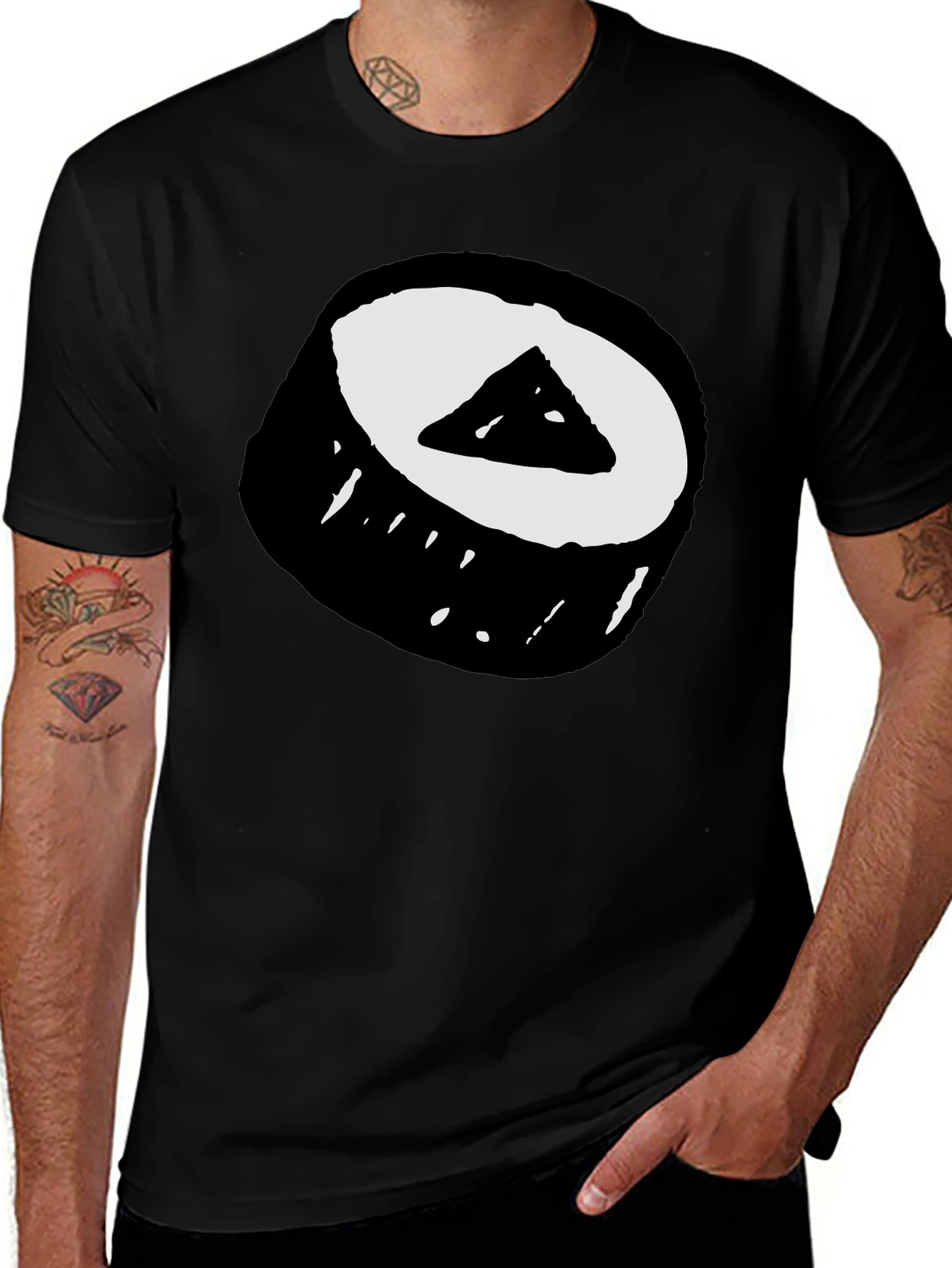 Variant 25 of Sushi Roll Graphic Tee - Black Cotton T-Shirt