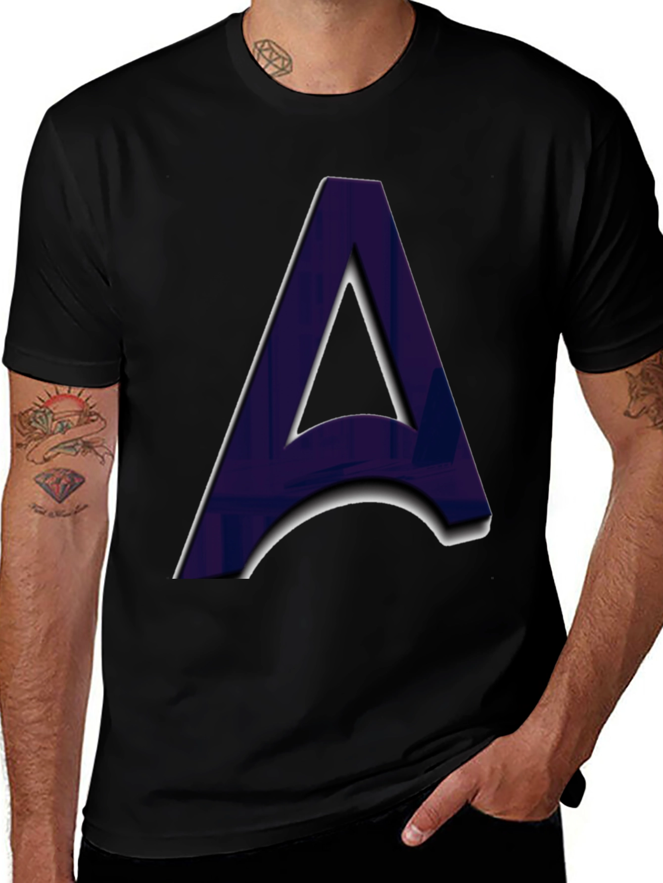 Variant 7 of Letter A Graphic Print Black T-Shirt