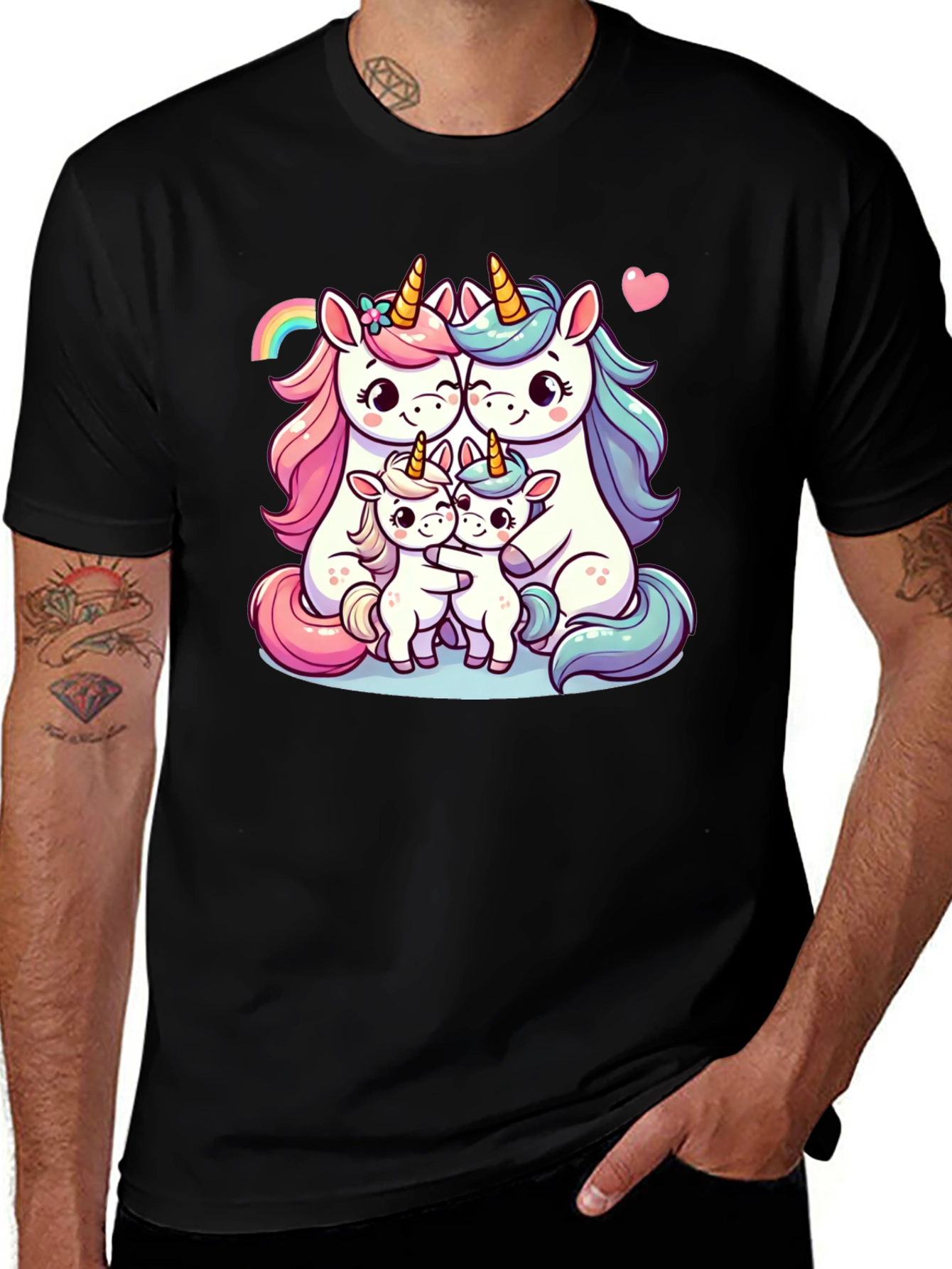 Variant 18 of Unicorn Family Graphic Tee - Black