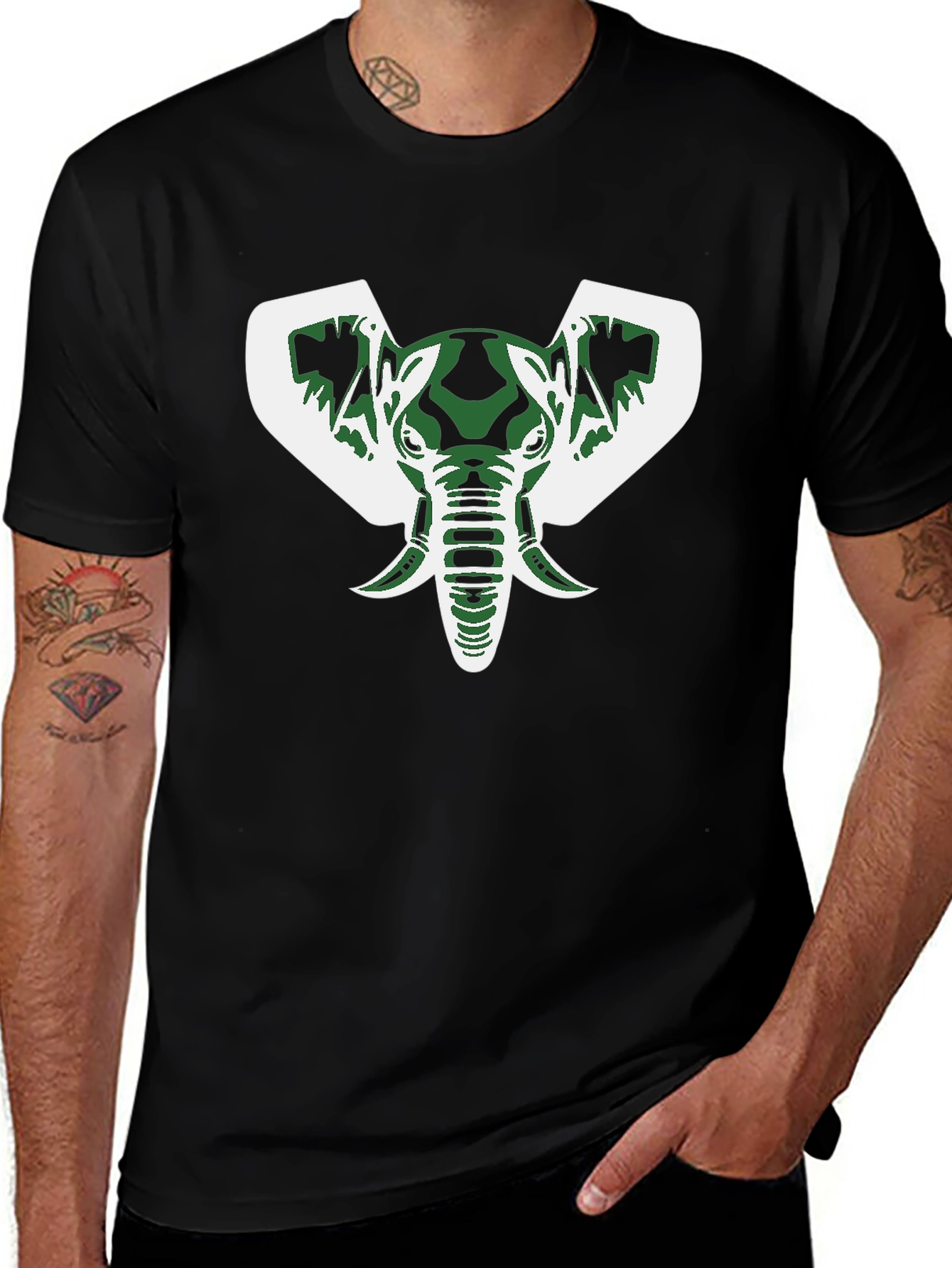 Variant 17 of Elephant Graphic Black T-Shirt