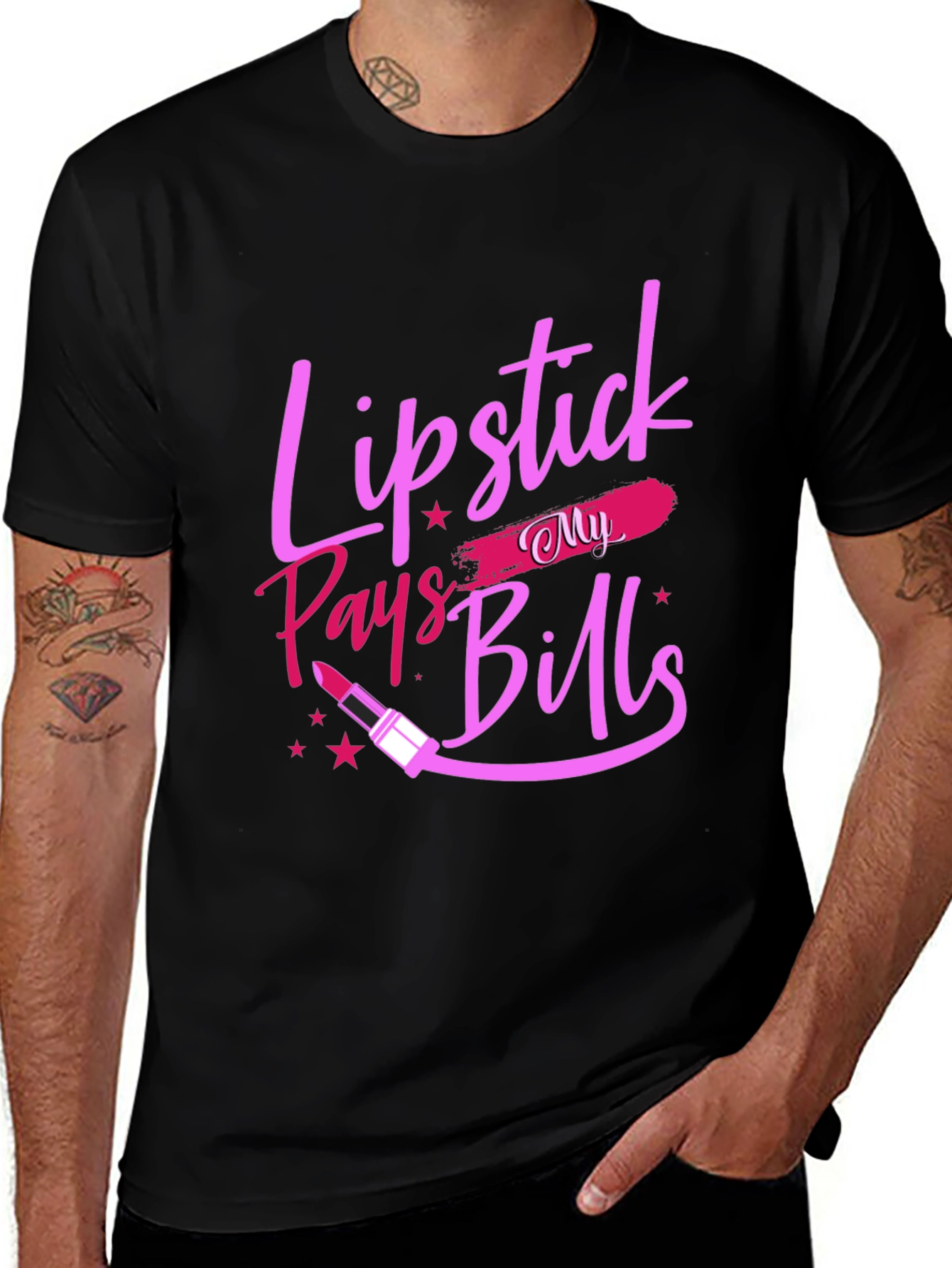 Lipstick Pays My Bills Black T-Shirt