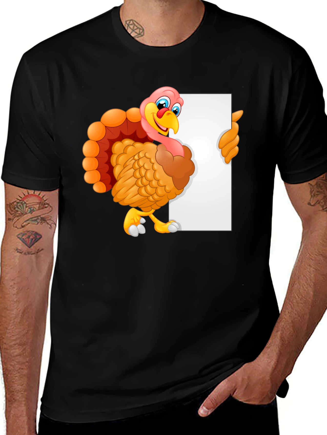 Variant 2 of Cartoon Turkey Graphic Tee - Thanksgiving Style