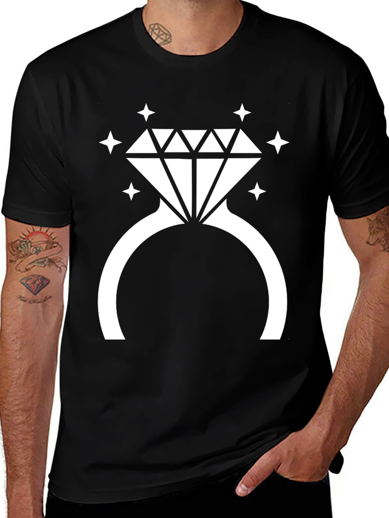Diamond Ring Graphic Tee - Novelty T-Shirt
