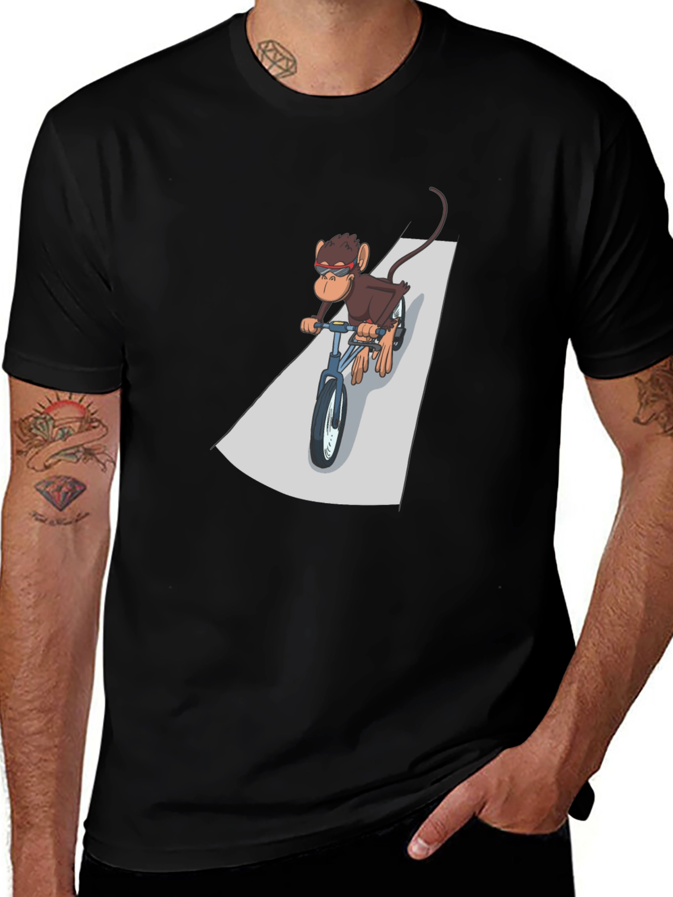 Variant 4 of Monkey Riding Bicycle Graphic T-Shirt