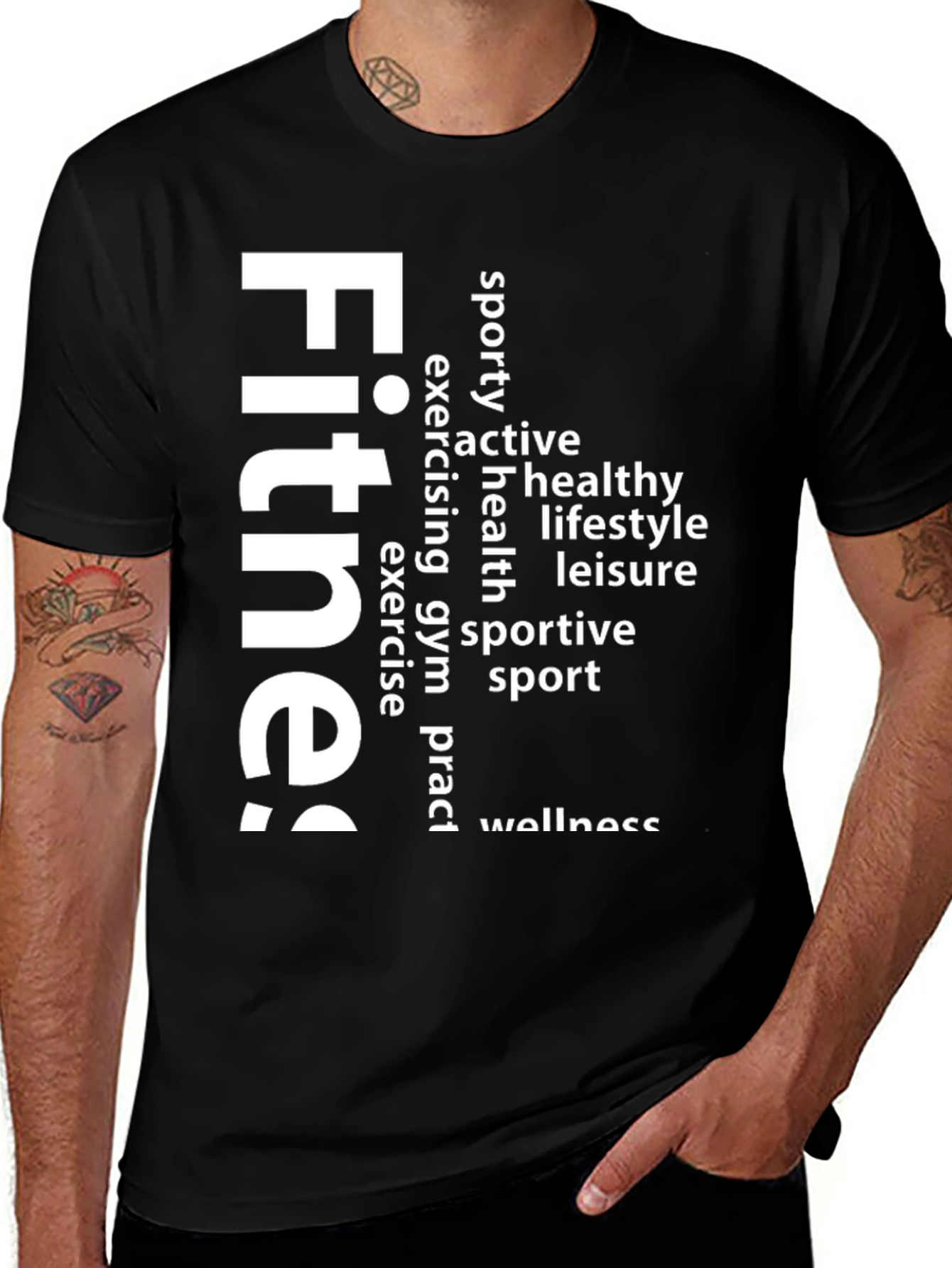 Variant 2 of Fitness Word Art Graphic Tee - Black