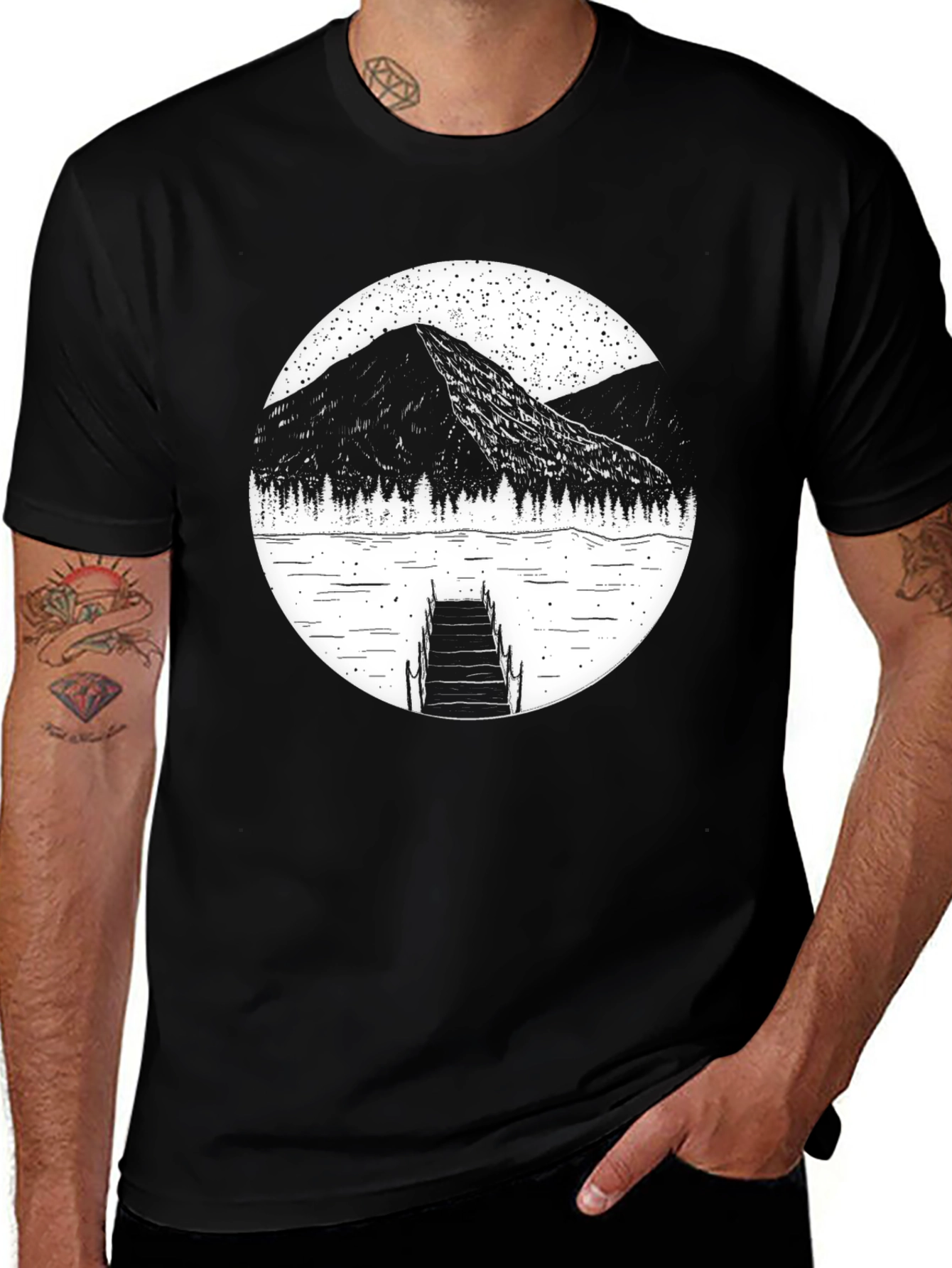 Variant 18 of Mountain Lake Graphic Tee - Black