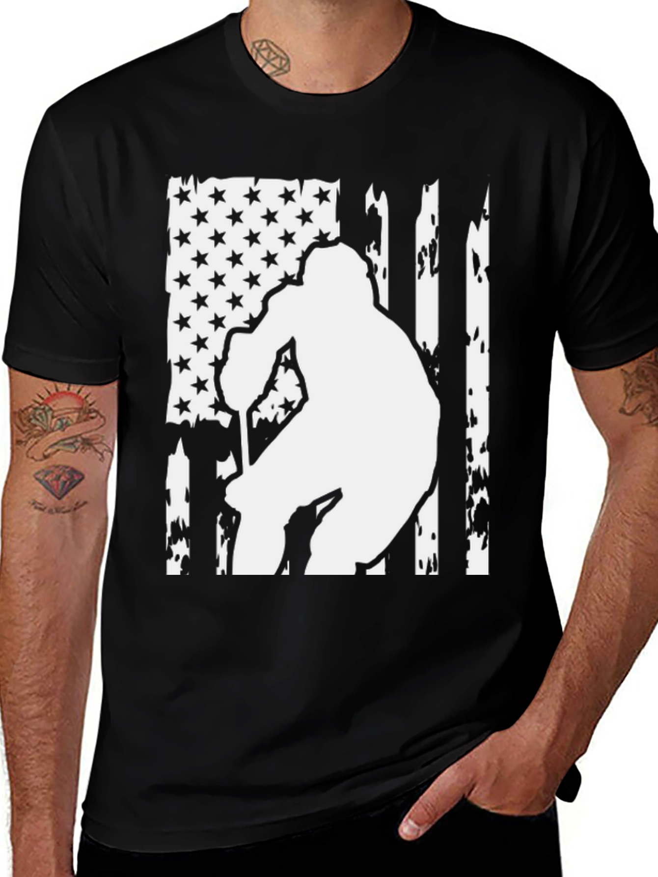 Variant 16 of American Flag Hockey Player Graphic Tee