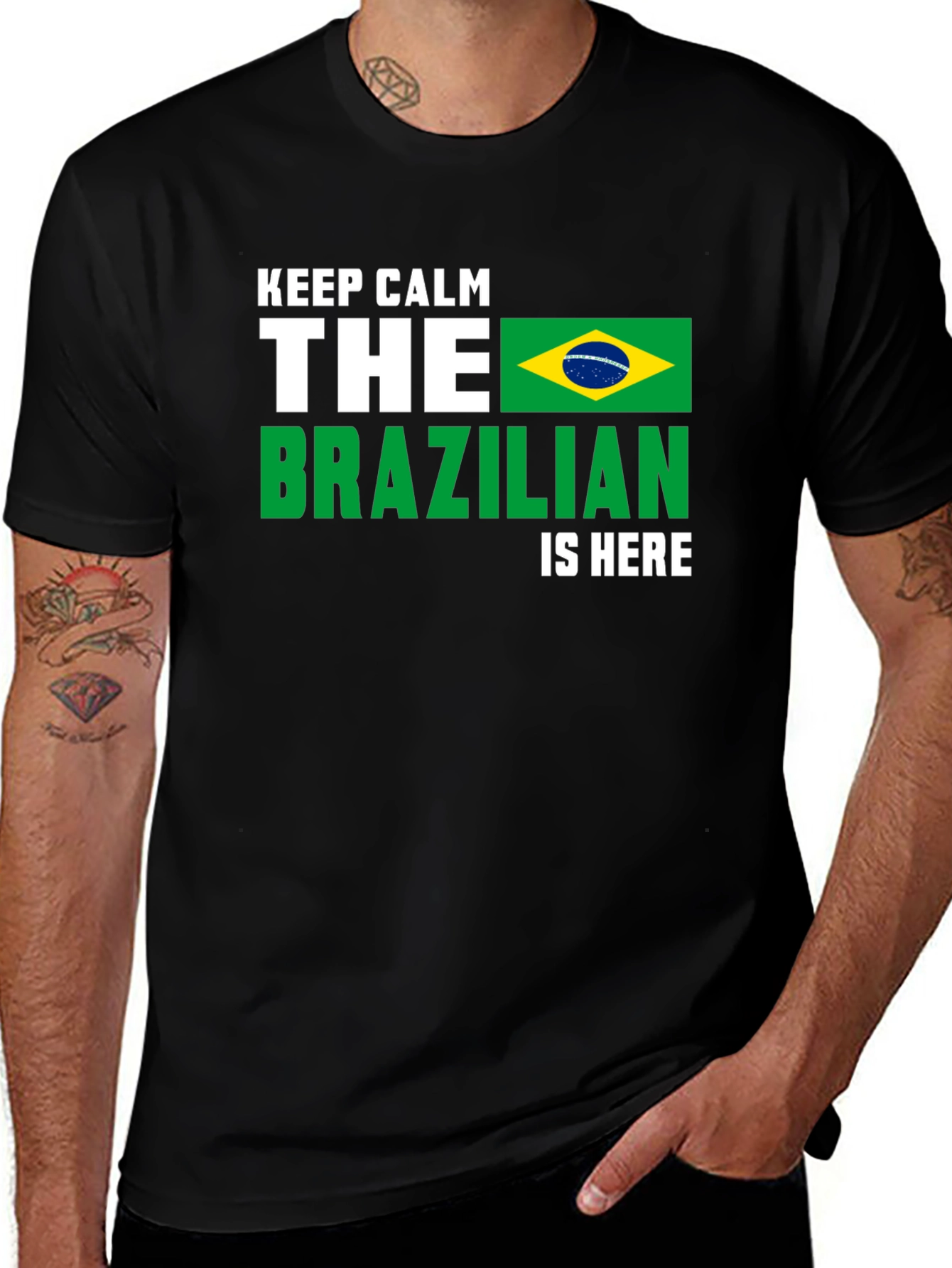 Keep Calm Brazilian Is Here T-Shirt - Black