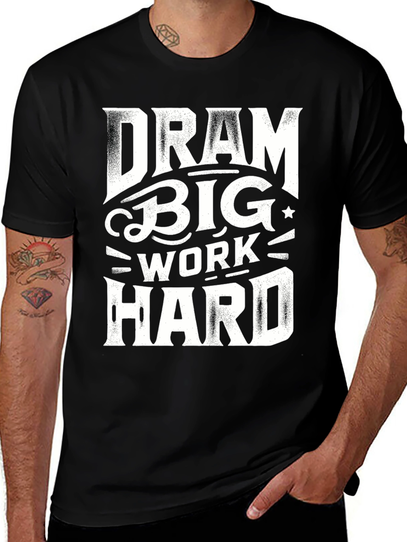 Variant 13 of Dream Big Work Hard Graphic Tee - Black