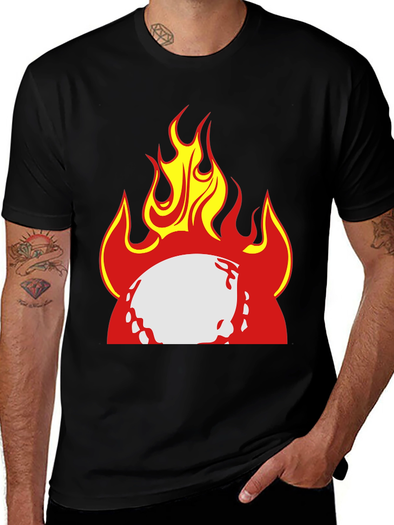 Variant 14 of Fiery Baseball Graphic Tee - Bold Style