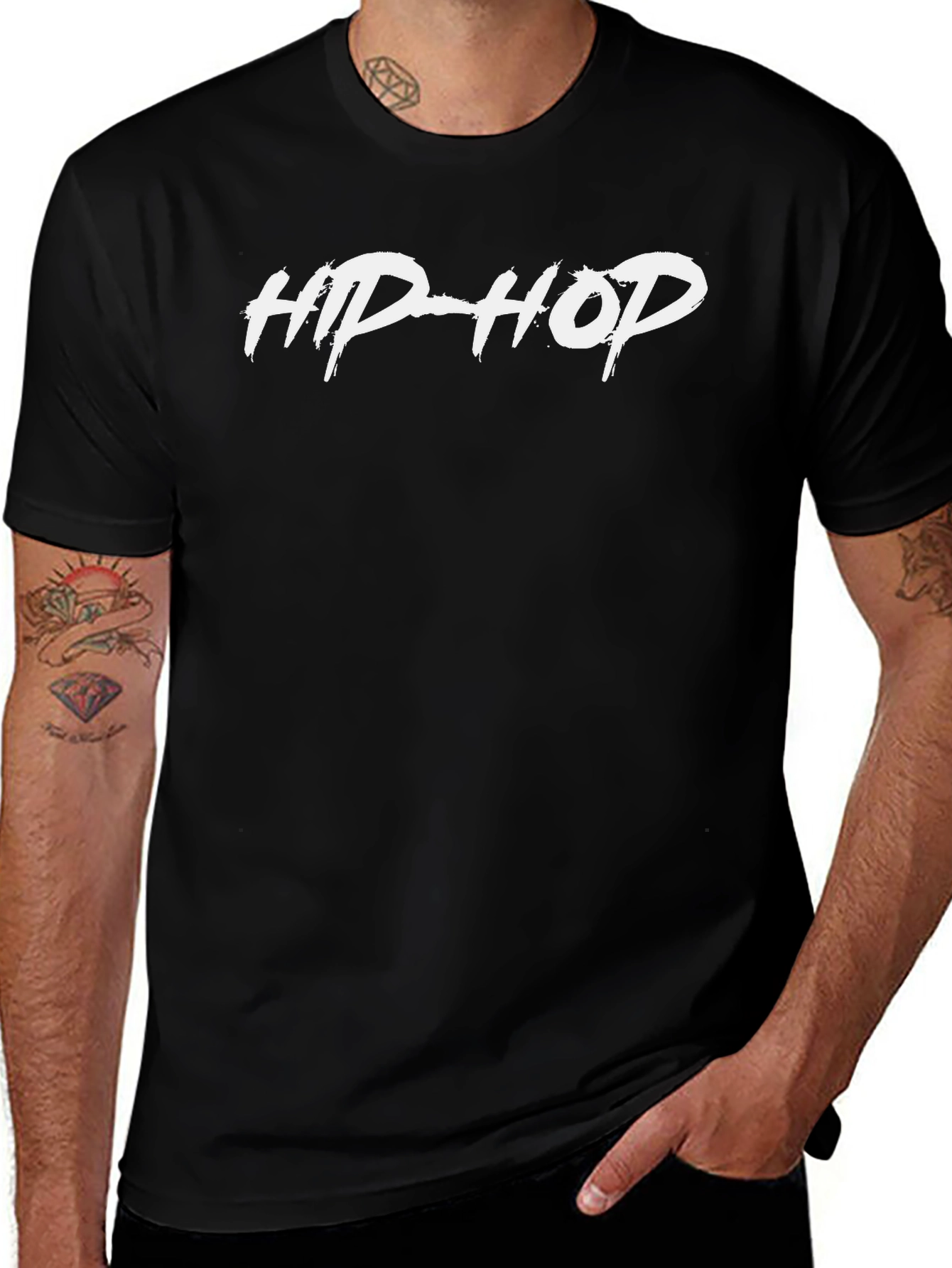 Variant 5 of Hip Hop Graphic Tee - Stylish Black Cotton T-Shirt