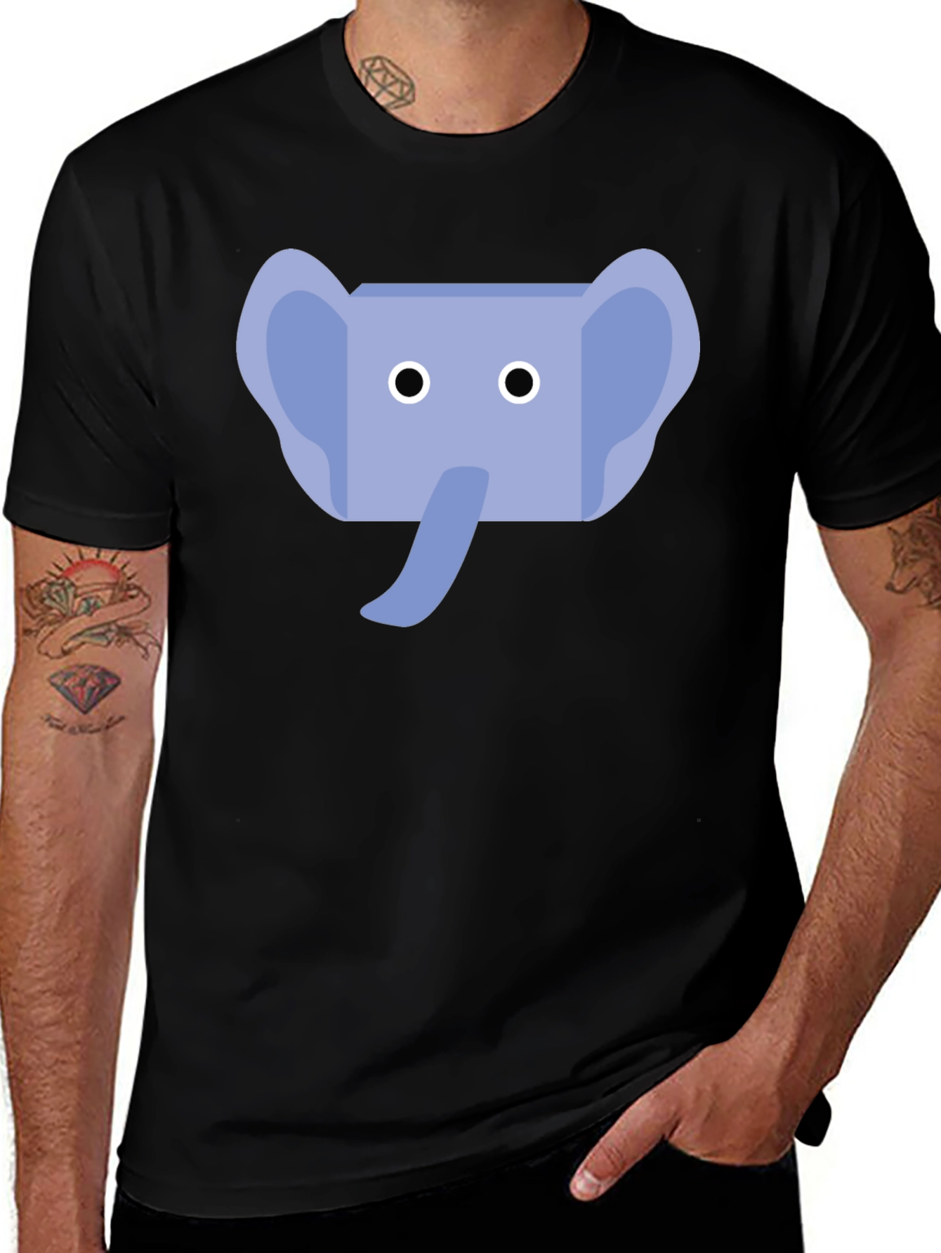 Variant 20 of Elephant Graphic Tee - Black Cotton Shirt