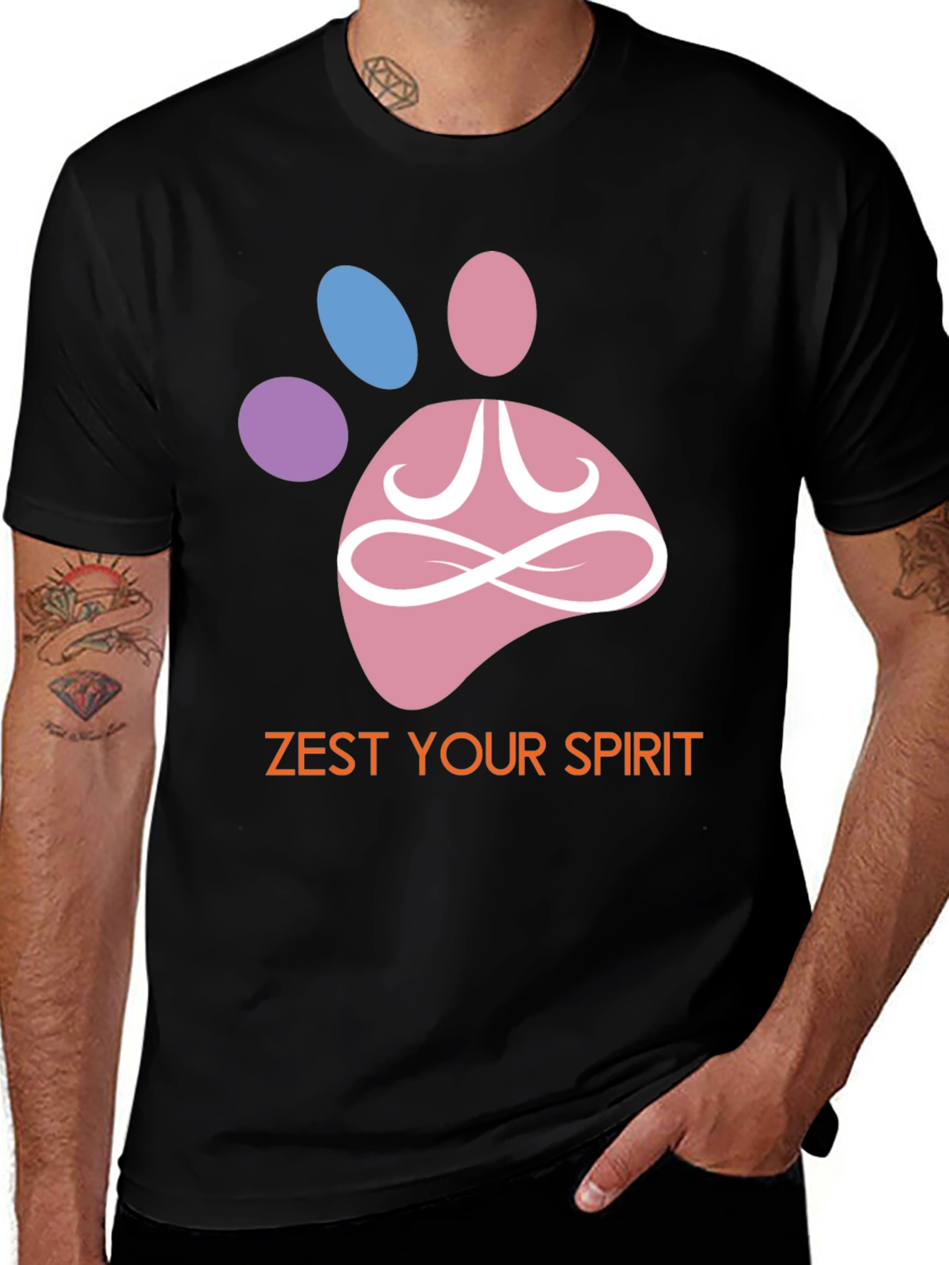 Variant 18 of Zest Your Spirit T-Shirt - Zen Pet Paw Design