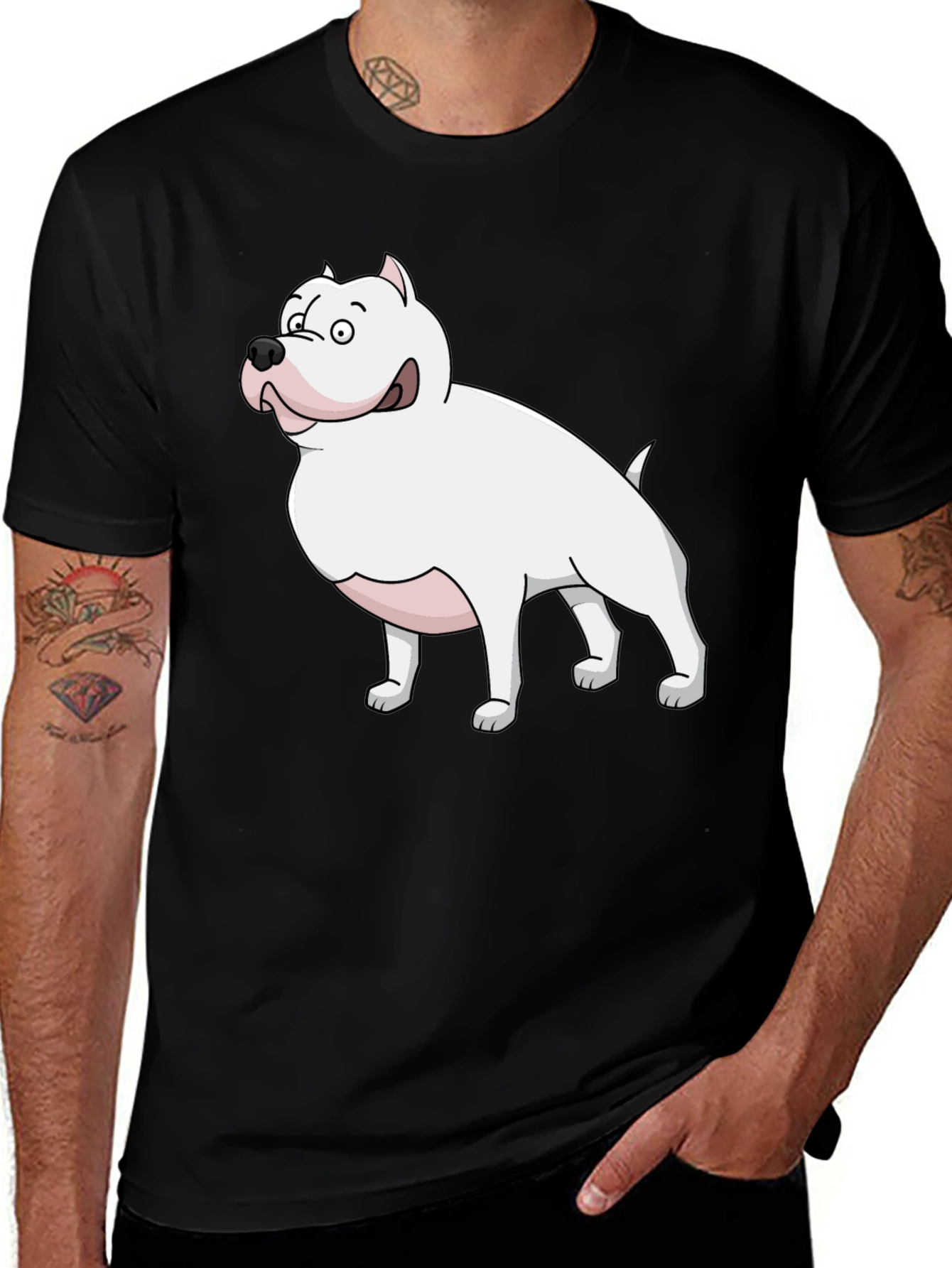 Variant 22 of Cartoon Dog Graphic Black T-Shirt
