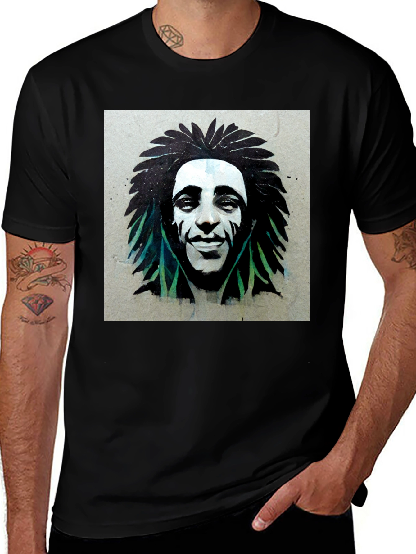 Variant 4 of Bob Marley Graphic Black T-Shirt