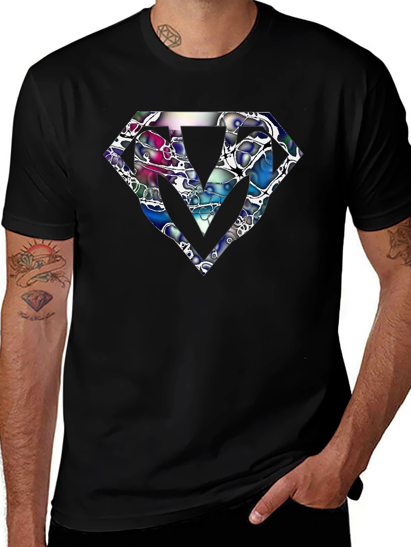 Variant 16 of Abstract Diamond Graphic Black T-Shirt