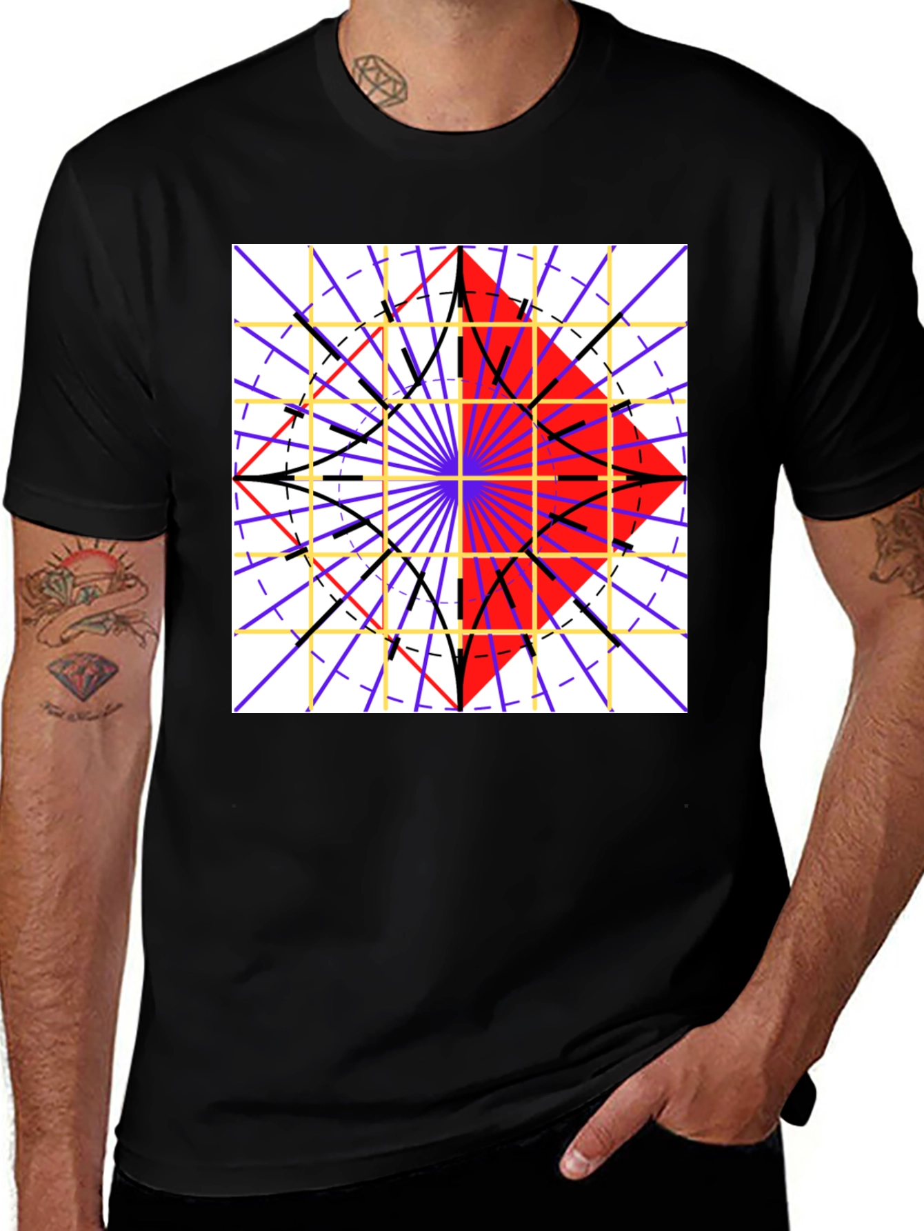Variant 21 of Abstract Geometric Graphic Black Tee