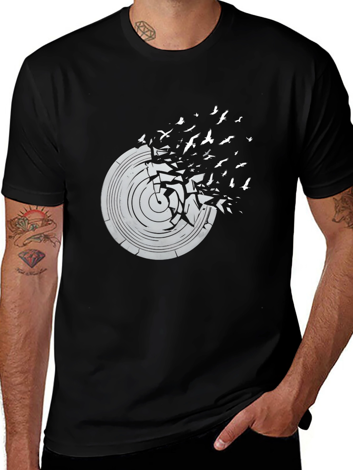 Variant 21 of Vinyl Record Bird T-Shirt