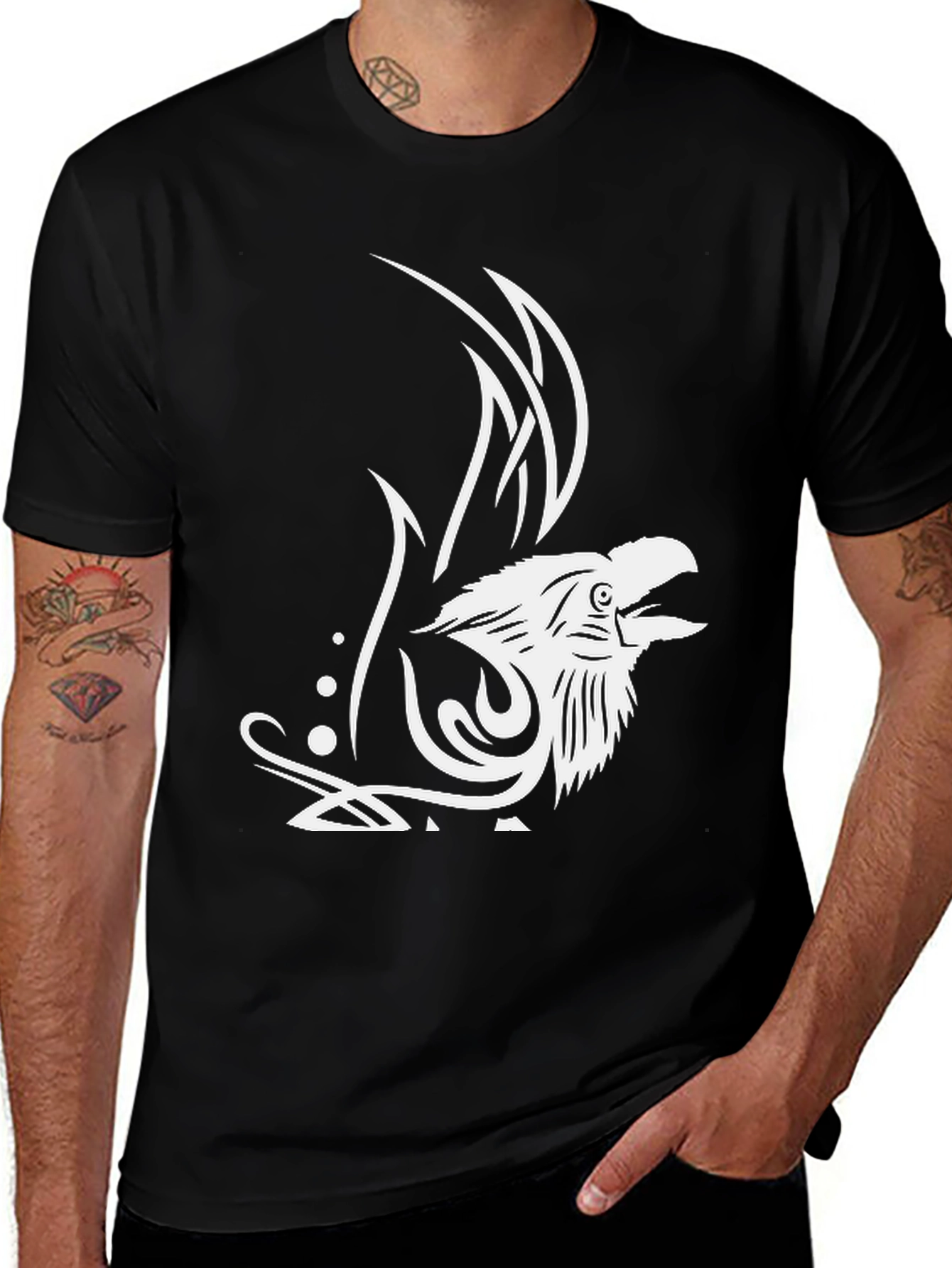 Variant 13 of Raven Graphic Tee - Men's Black T-Shirt
