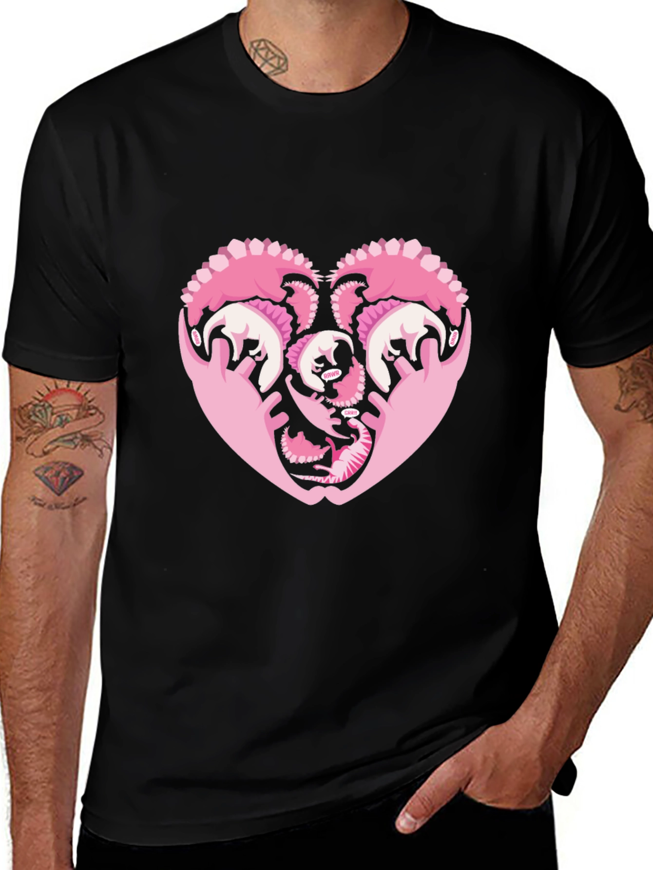 Variant 23 of Dino Heart Graphic Tee - Black