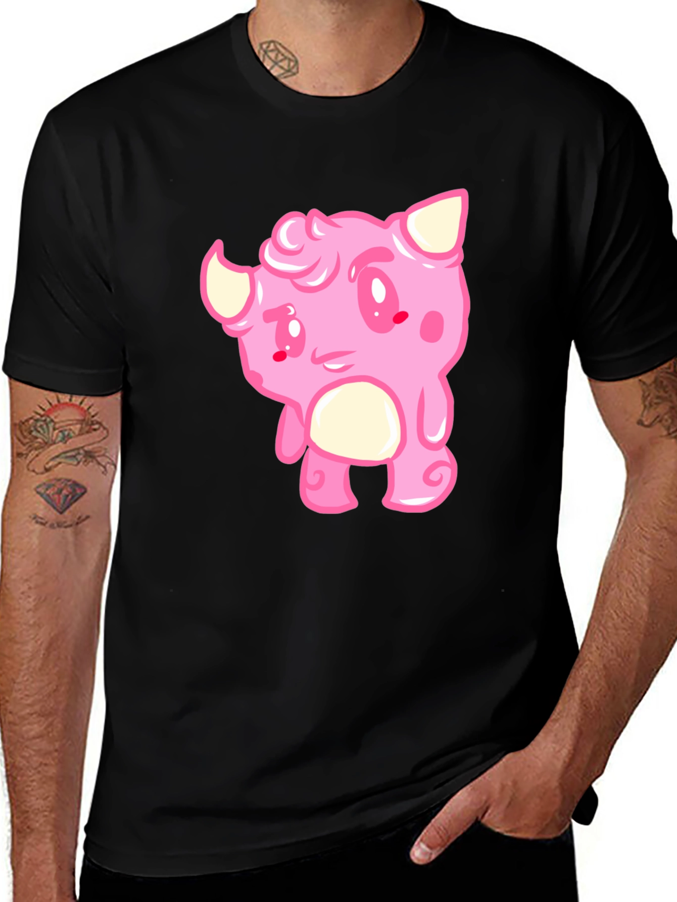 Variant 24 of Cute Cartoon Character Graphic Tee - Black