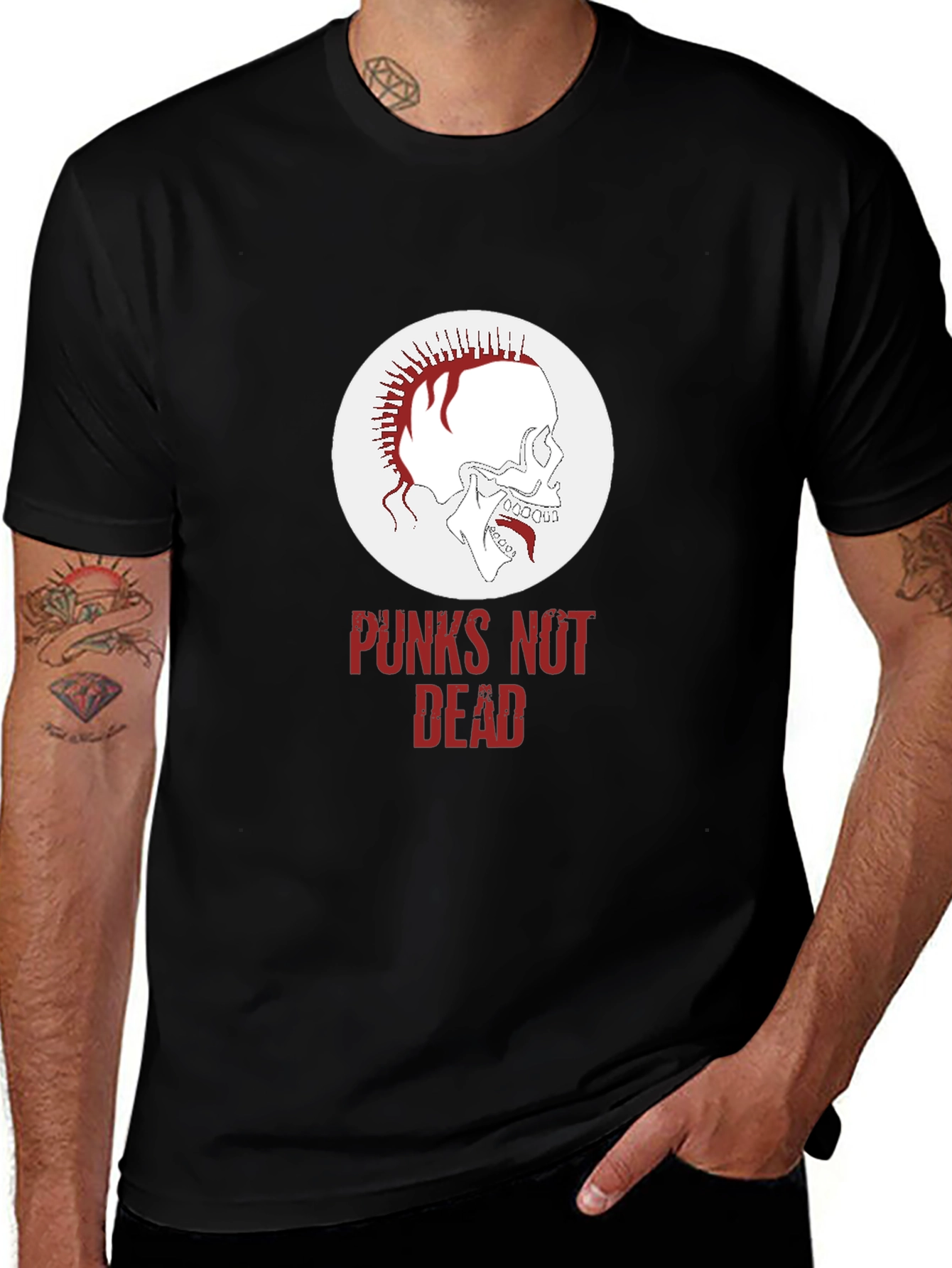 Variant 22 of Punk Skull Graphic Tee - Punx Not Dead T-Shirt