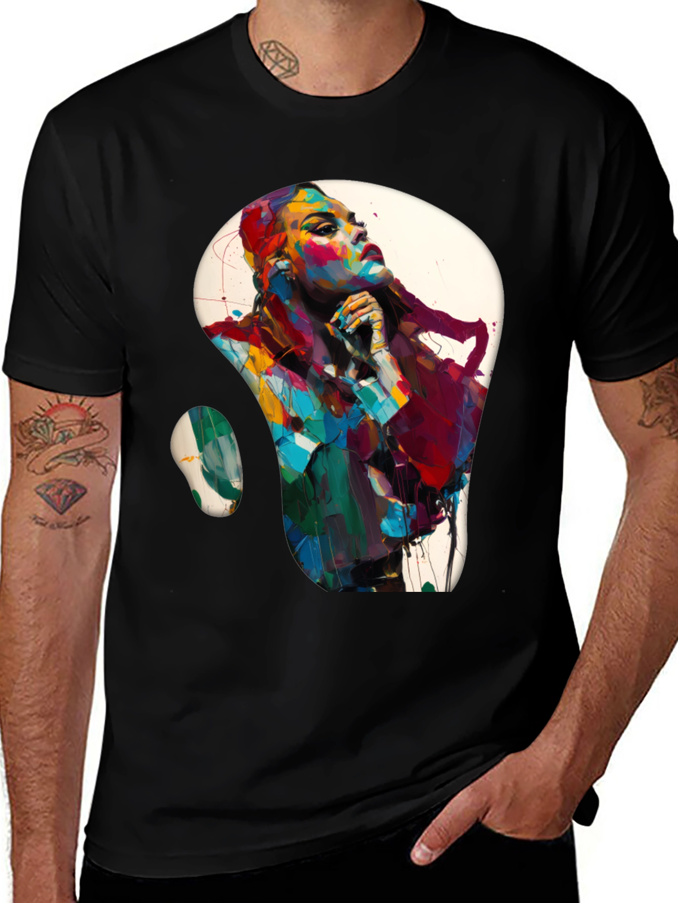 Black Abstract Woman Graphic Black T-Shirt main image