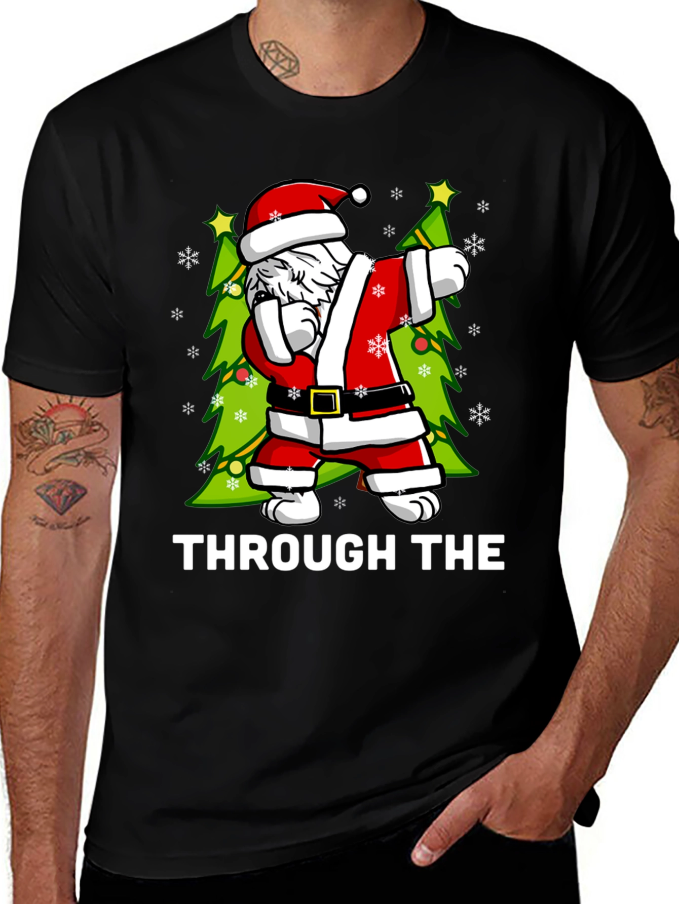 Dabbing Santa Christmas Tree Graphic Tee