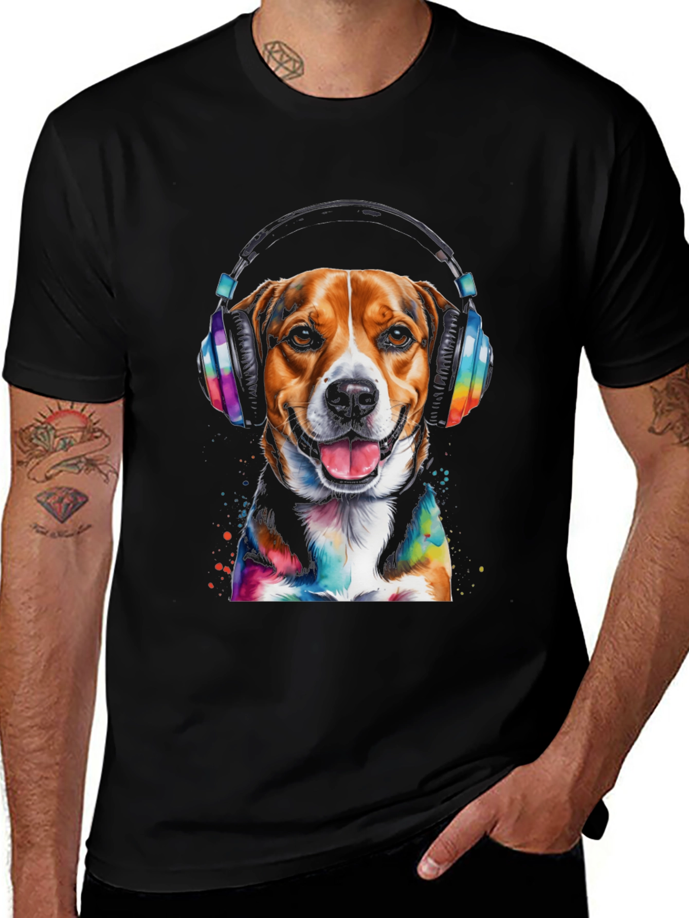 Variant 27 of Dog with Headphones Graphic Tee