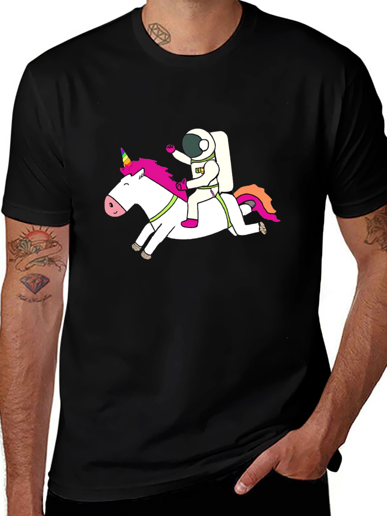 Variant 16 of Astronaut Unicorn Black T-Shirt