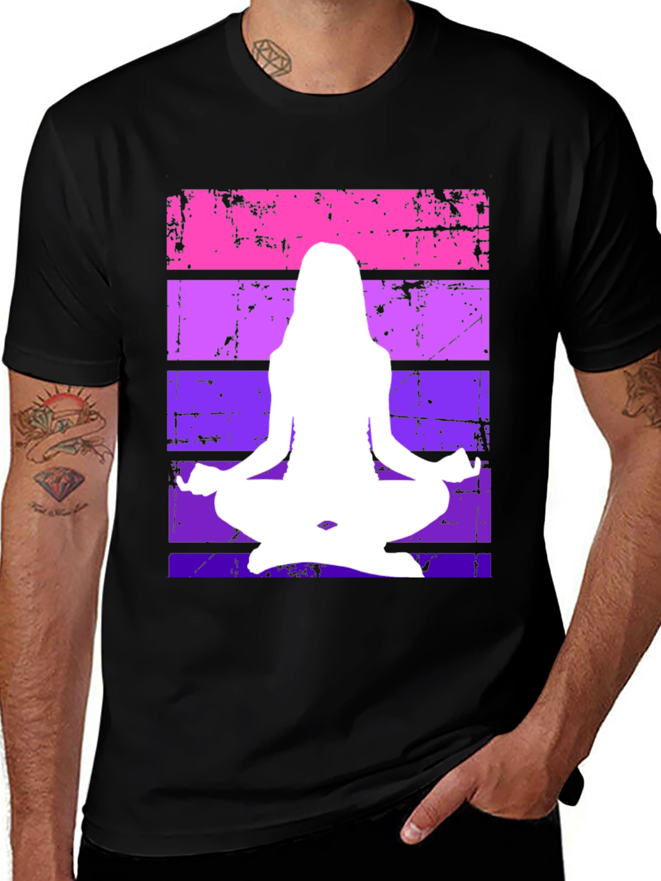Variant 7 of Yoga Pose Graphic Tee - Men's Black T-Shirt
